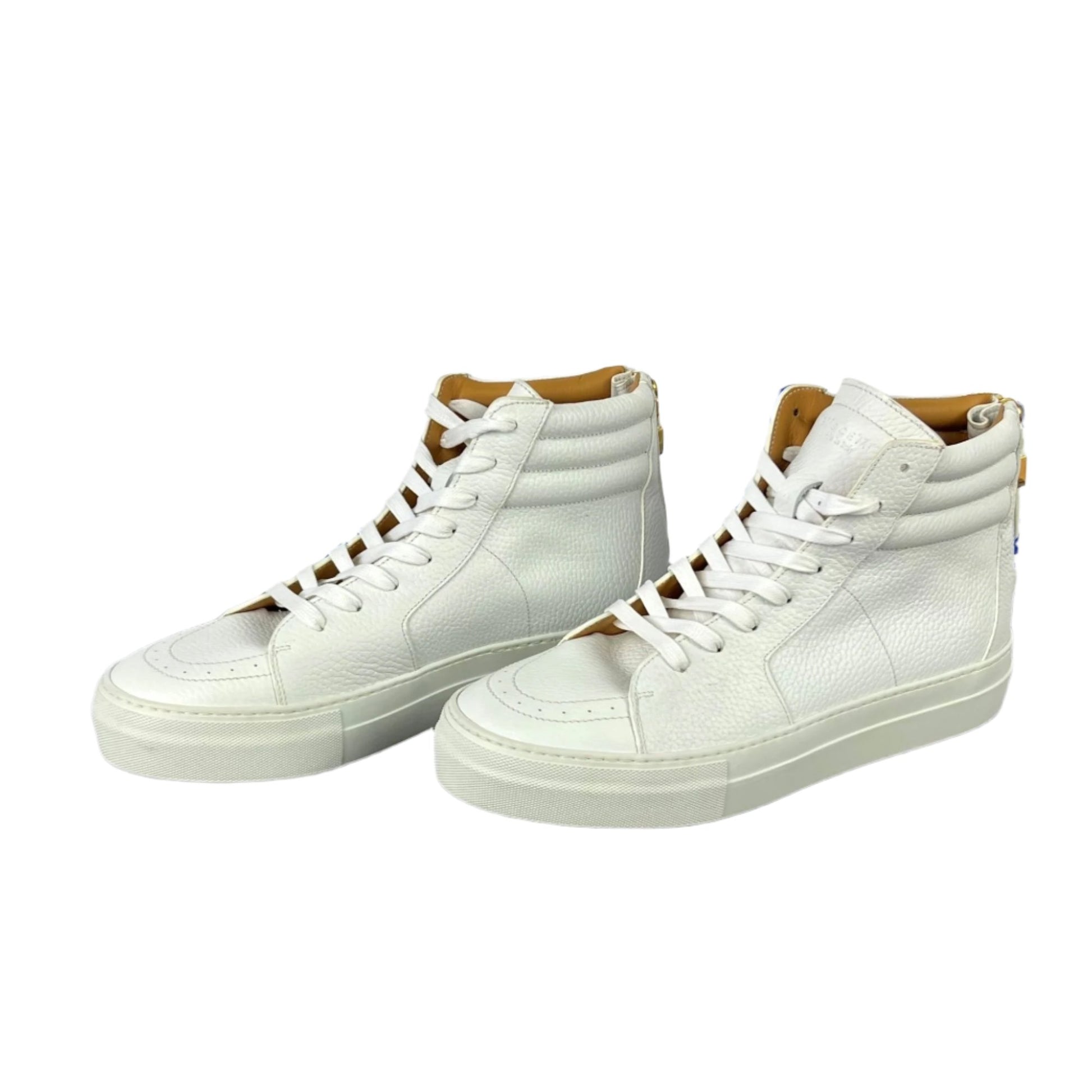 Buscemi Mens 140MM Zip White Leather Sneakers SAMPLE | Positivo Clothing