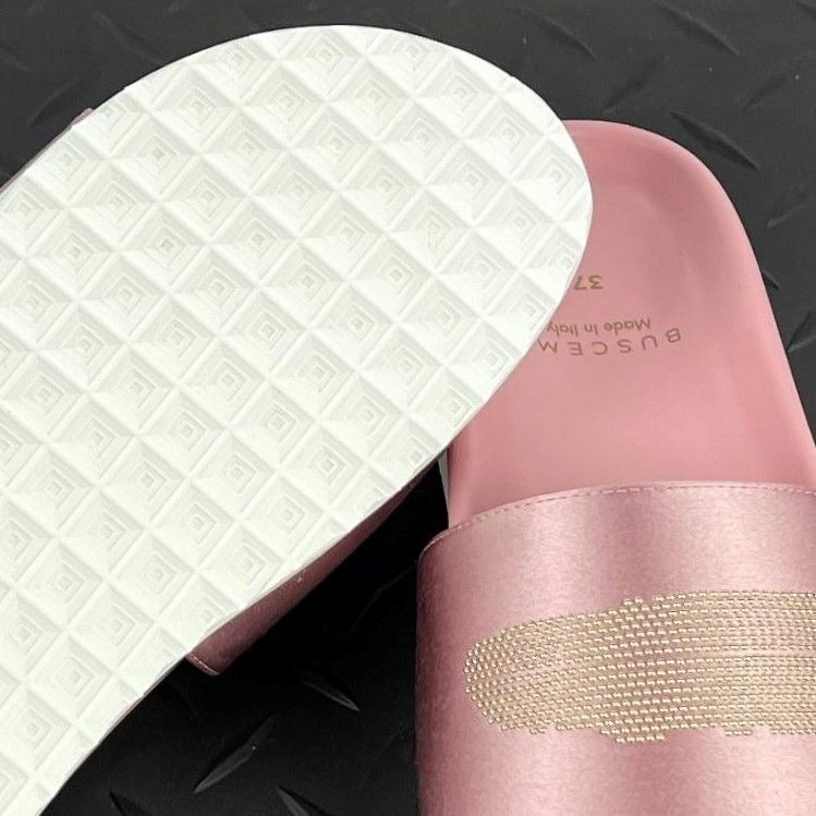 Buscemi Womens Slide Satin Dusty Pink Leather Sandals | Positivo Clothing