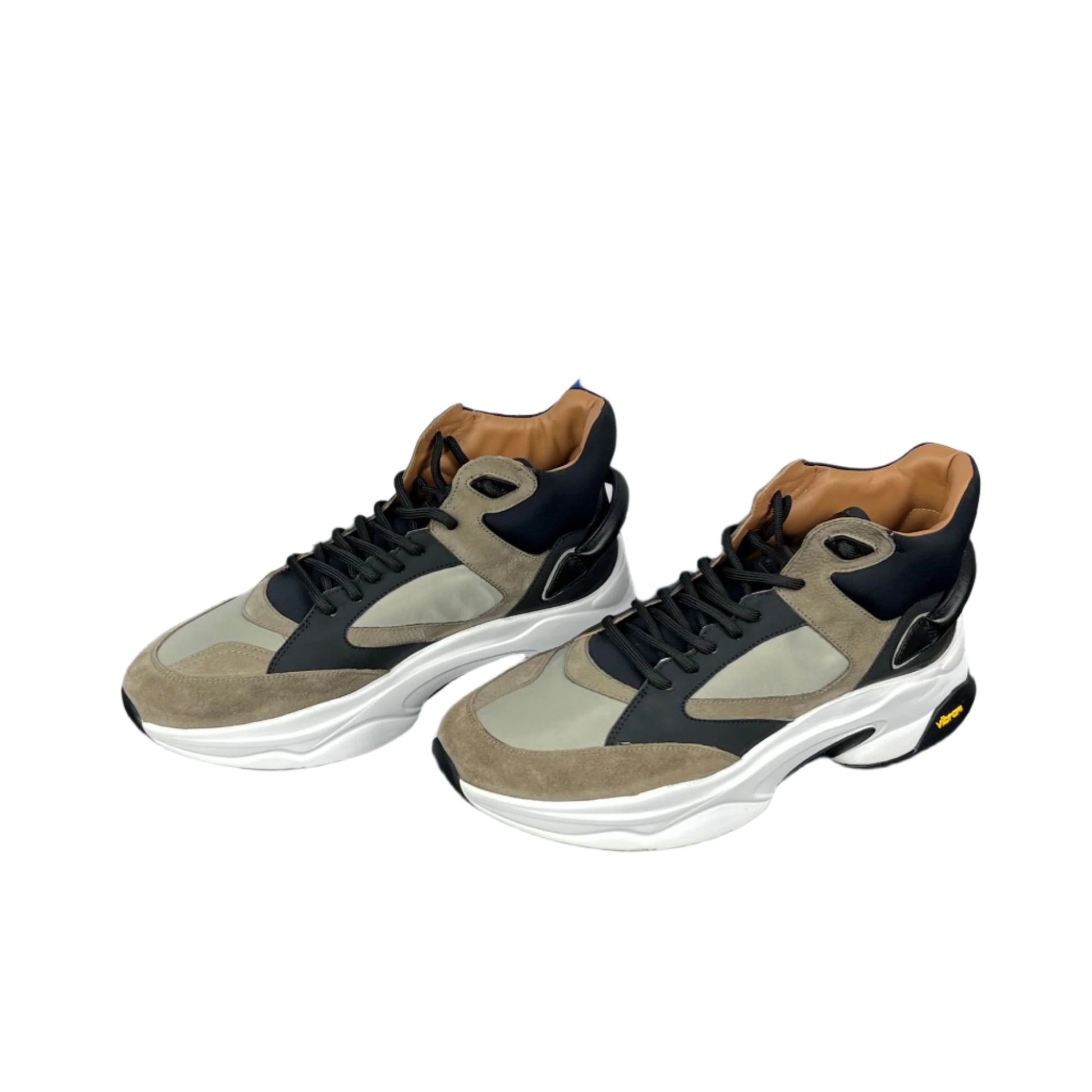Buscemi Mens Veloce Mix Materials Multi Green Leather Sneakers | Positivo Clothing