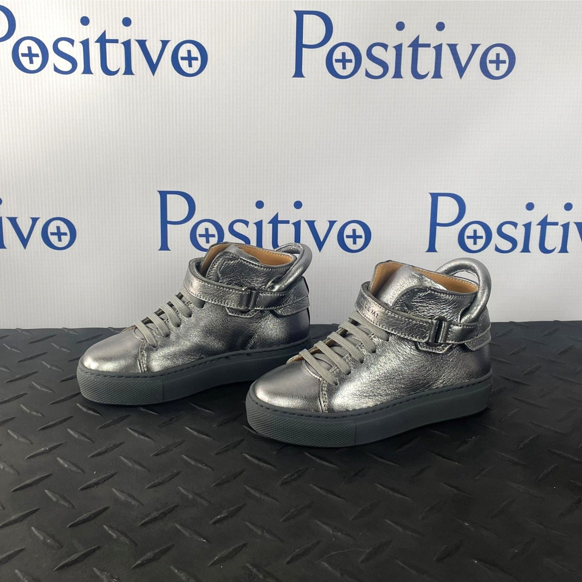 Buscemi 100MM Kid Metal Silver Leather Sneakers | Positivo Clothing