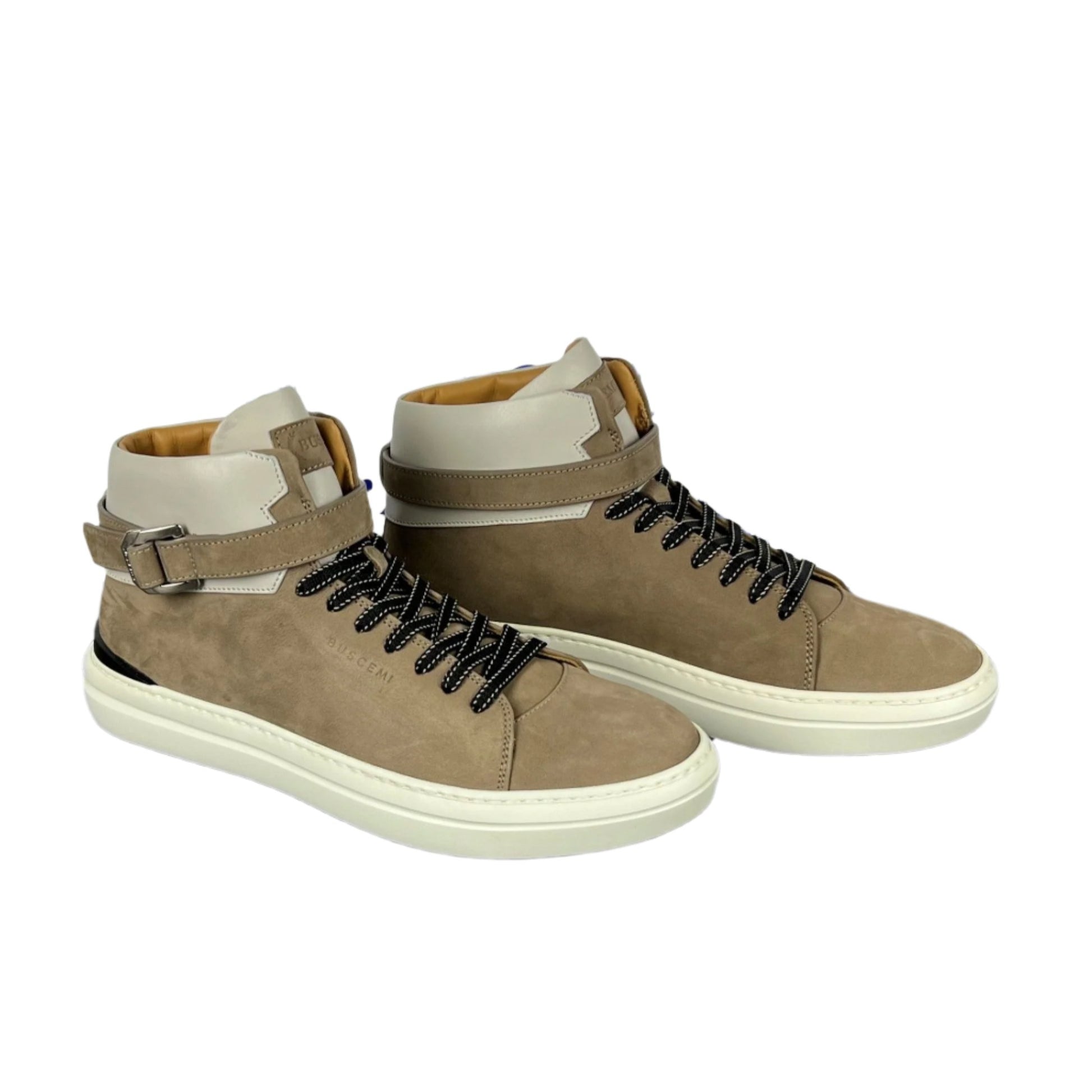 Buscemi Mens 100MM Sport Taupe Leather Sneakers SAMPLE | Positivo Clothing