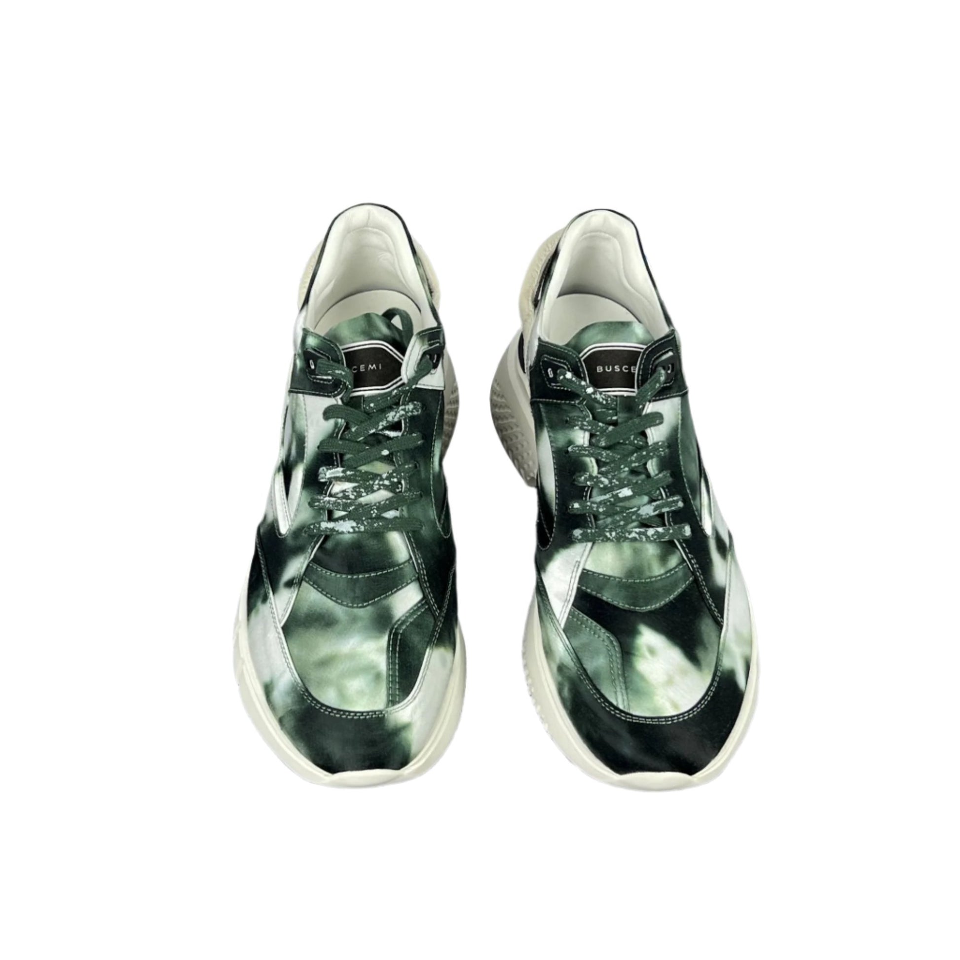 Buscemi Veloce Tie Dye Green Leather Sneakers SAMPLE | Positivo Clothing