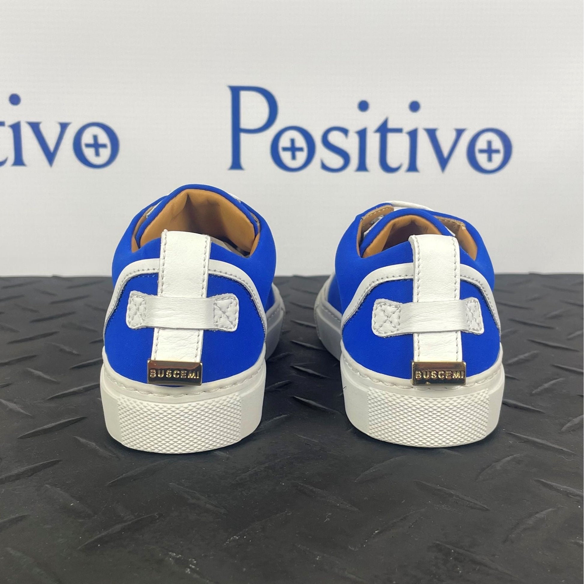 Buscemi 50MM Kid Licra Bluette Leather Sneakers | Positivo Clothing