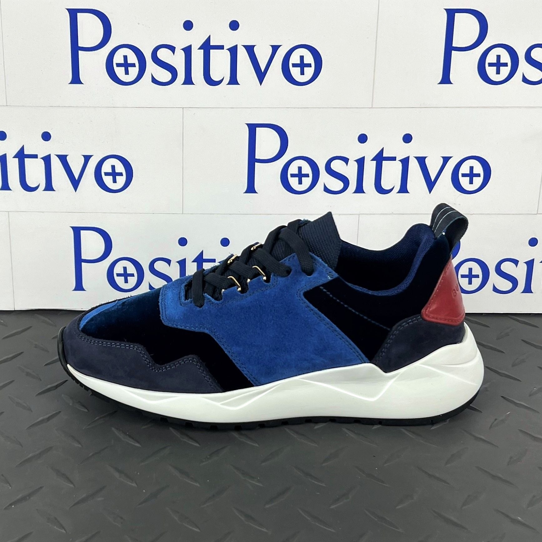 Buscemi Womens Ventura Velvet Navy Leather Sneakers | Positivo Clothing