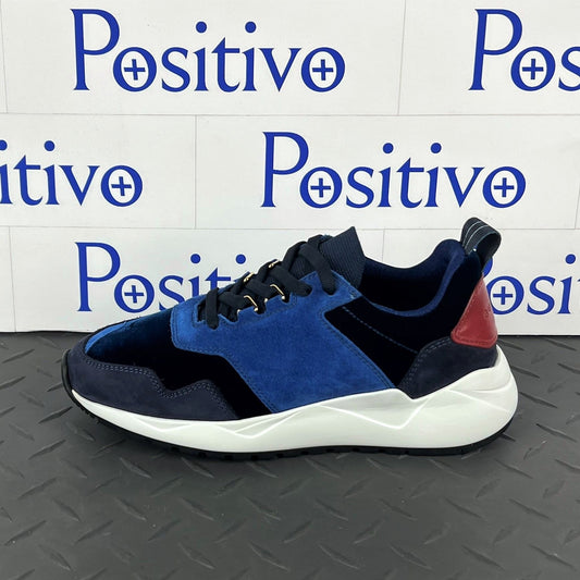 Buscemi Womens Ventura Velvet Navy Leather Sneakers | Positivo Clothing
