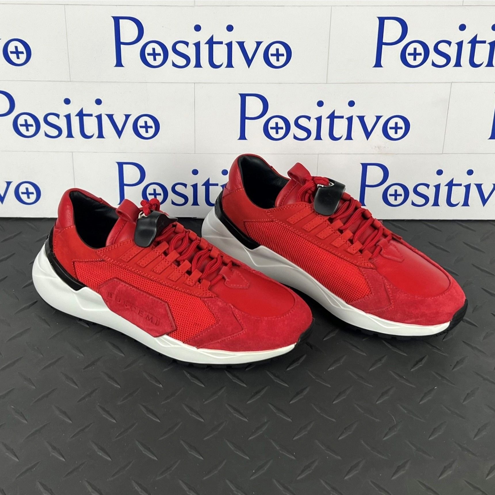 Buscemi Womens Run 2 Red Suede Sneakers SAMPLE | Positivo Clothing