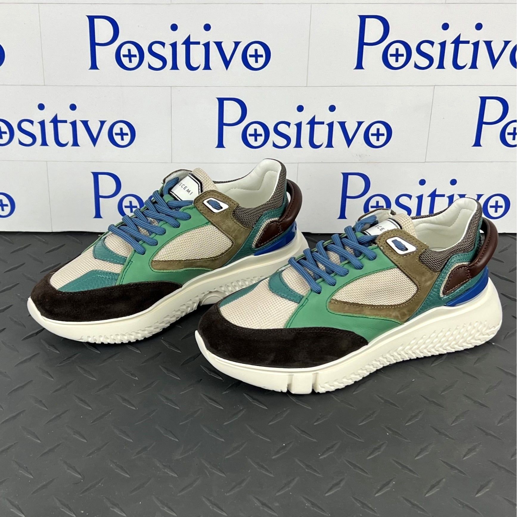 Buscemi Womens Veloce Brown/Green Leather Sneakers SAMPLE | Positivo Clothing