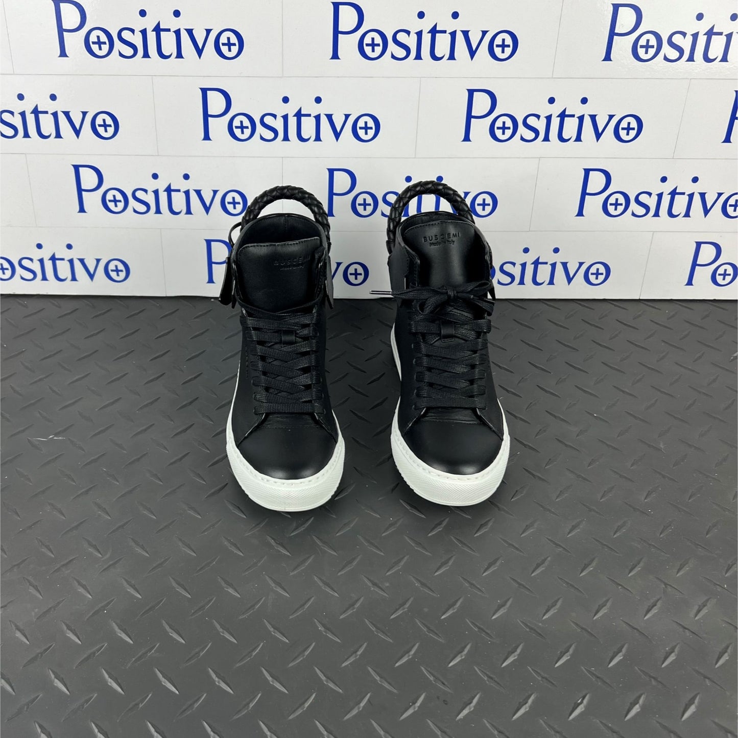Buscemi Womens 125MM Weave Black Leather Sneakers SAMPLE | Positivo Clothing