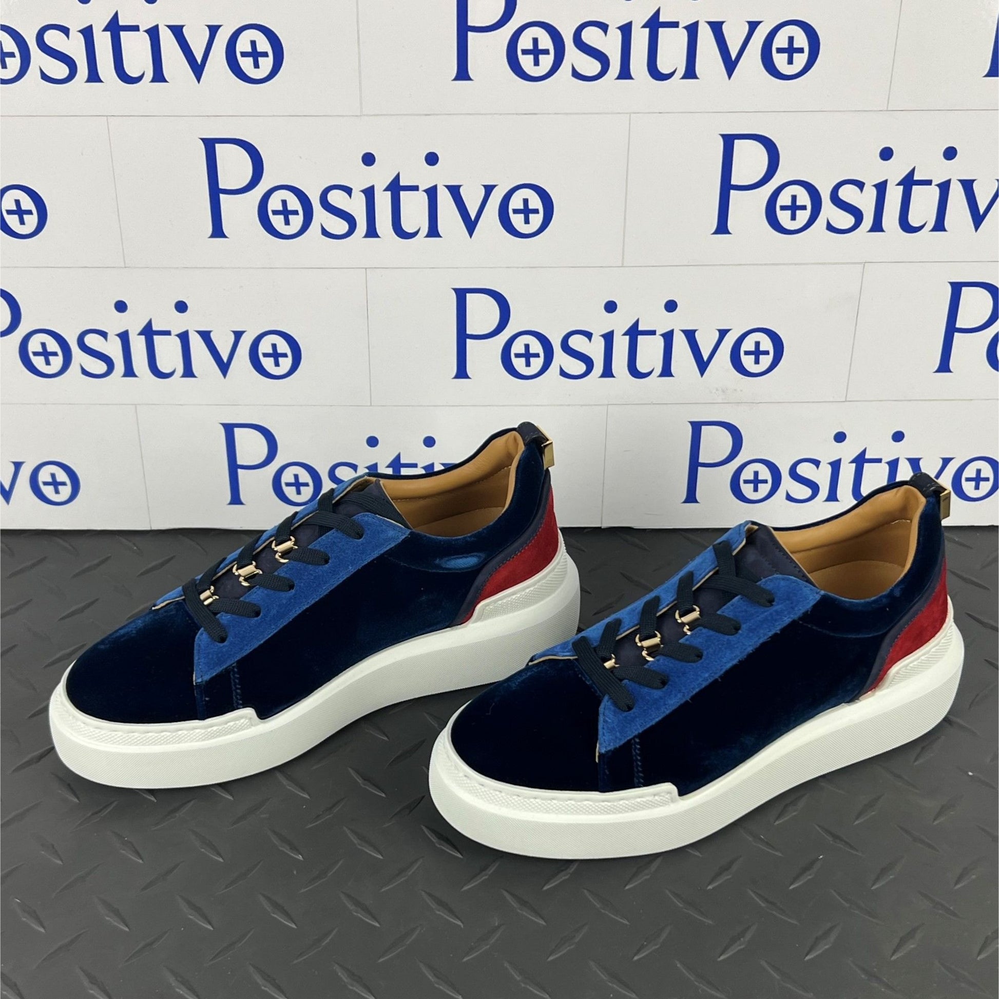 Buscemi Ninna Velvet Navy Leather Sneakers | Positivo Clothing
