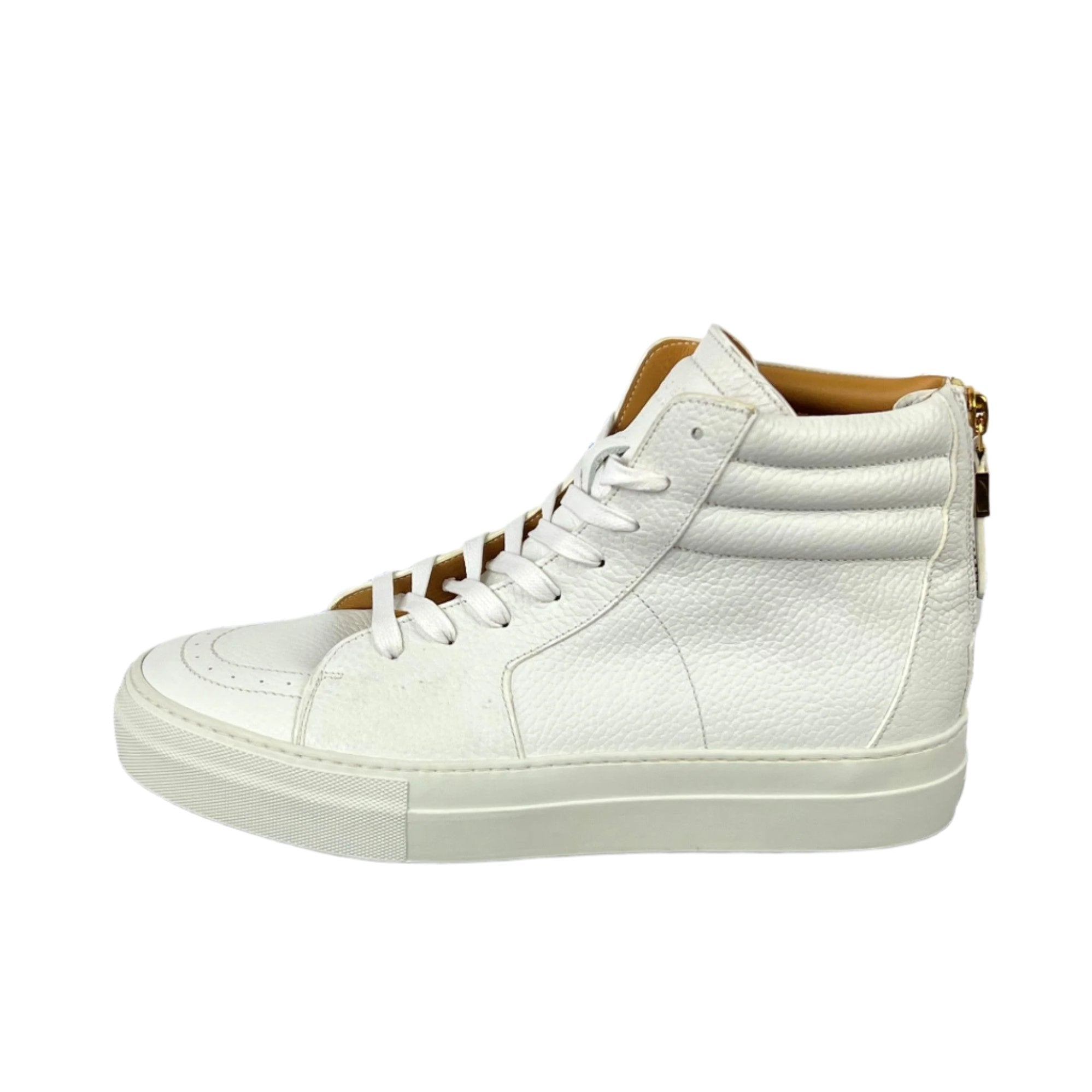 Buscemi Men s 140MM Zip White Leather Sneakers SAMPLE Positivo Clothing