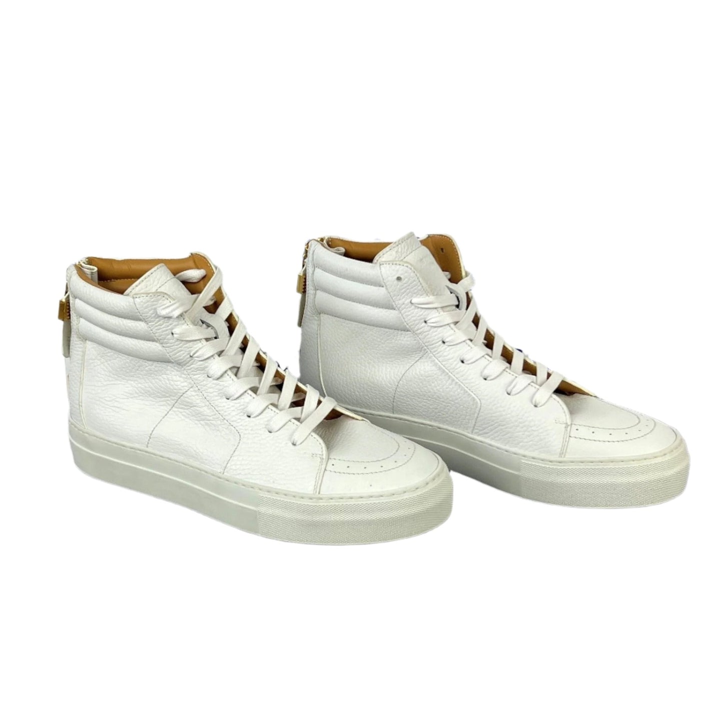 Buscemi Mens 140MM Zip White Leather Sneakers SAMPLE | Positivo Clothing