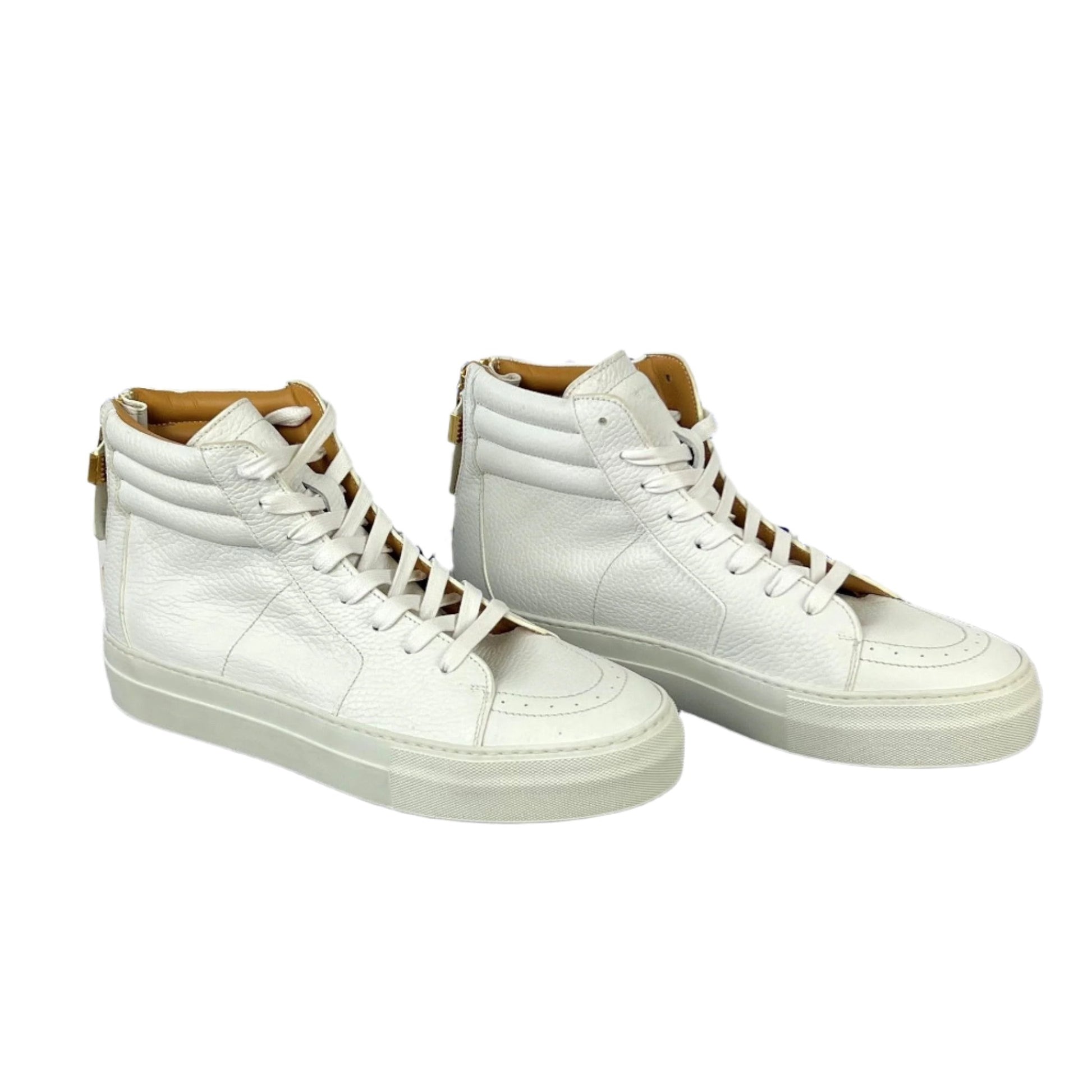 Buscemi Mens 140MM Zip White Leather Sneakers SAMPLE | Positivo Clothing