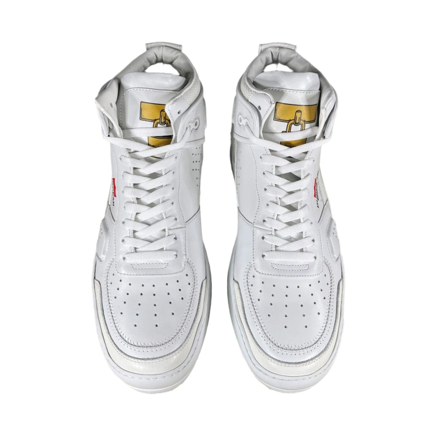Buscemi Basket White/Gold Leather Sneakers | Positivo Clothing