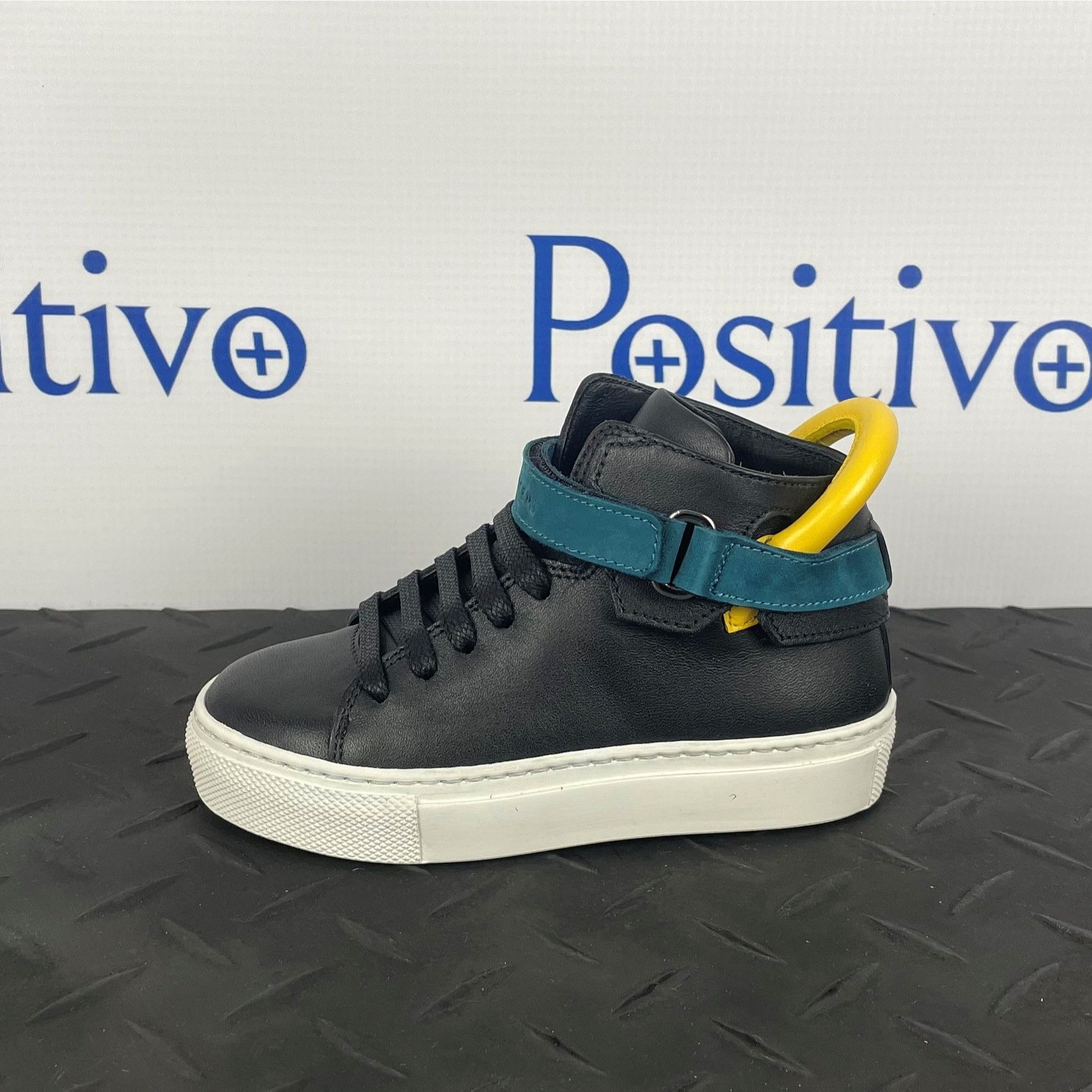 Buscemi 100MM Kid Black Trio Leather Sneakers | Positivo Clothing