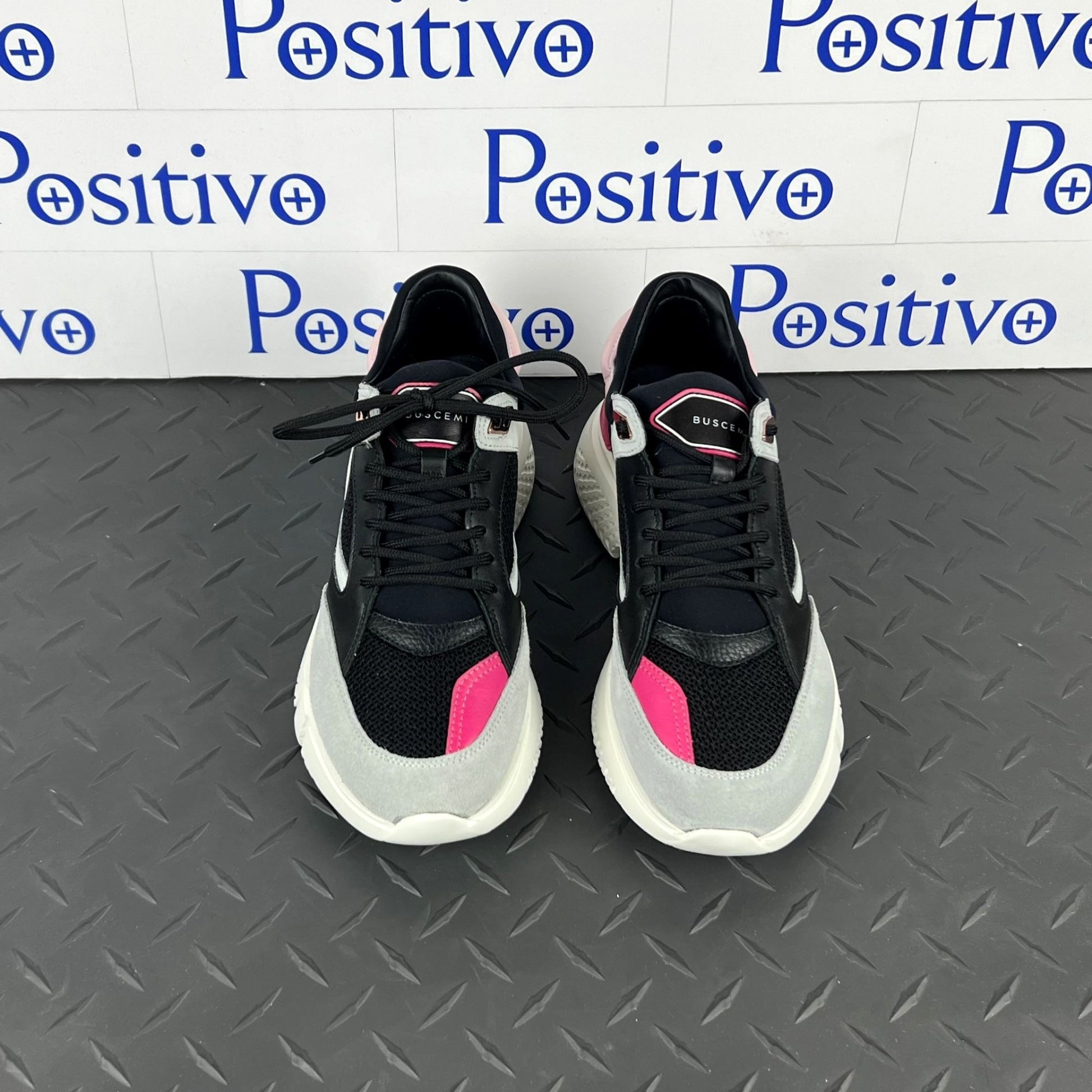 Buscemi Womens Veloce Black Trio Leather Sneakers | Positivo Clothing