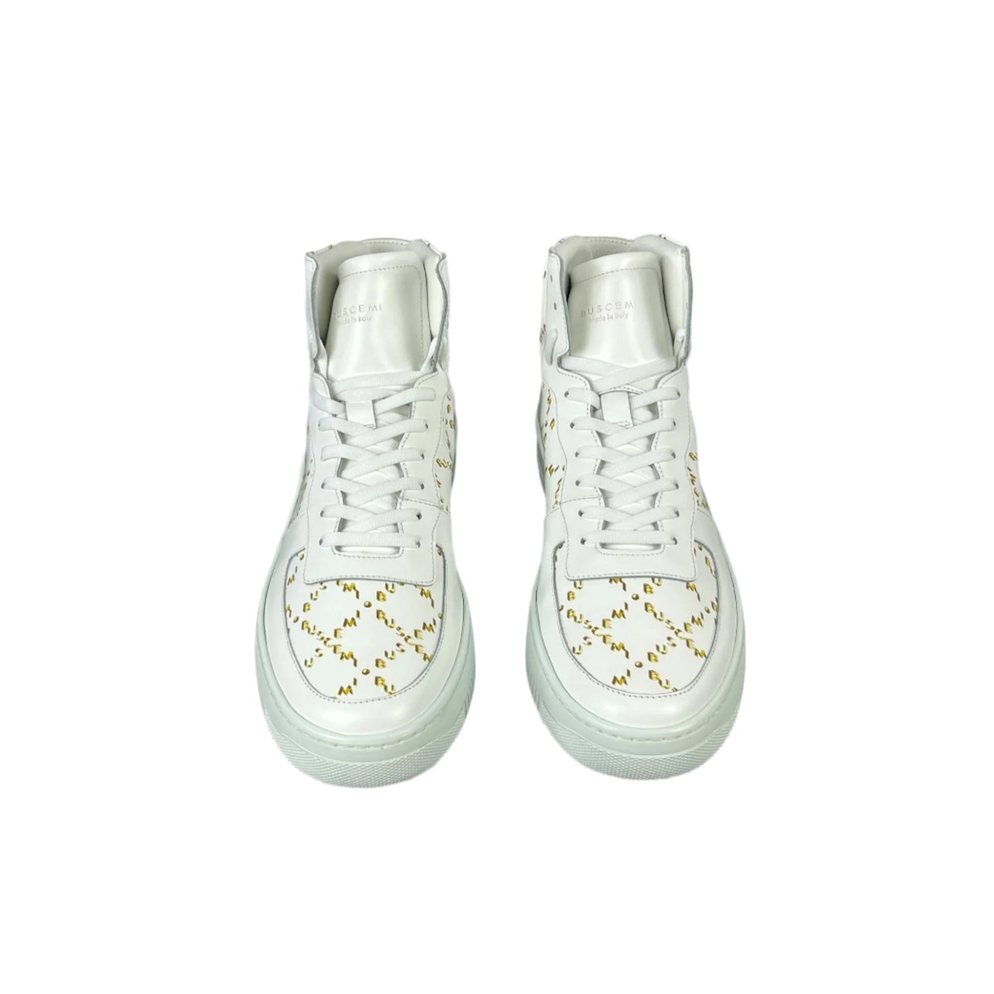 Buscemi Mens Dome Mono White Leather Sneakers SAMPLE | Positivo Clothing