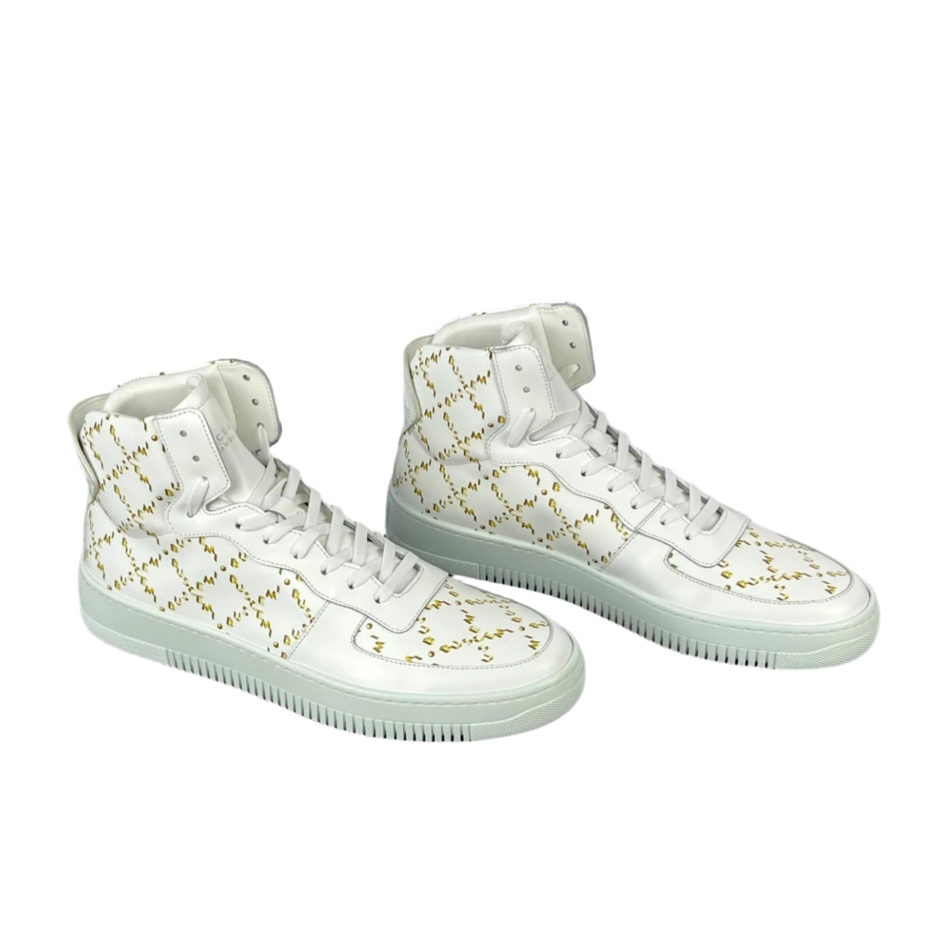 Buscemi Mens Dome Mono White Leather Sneakers SAMPLE | Positivo Clothing
