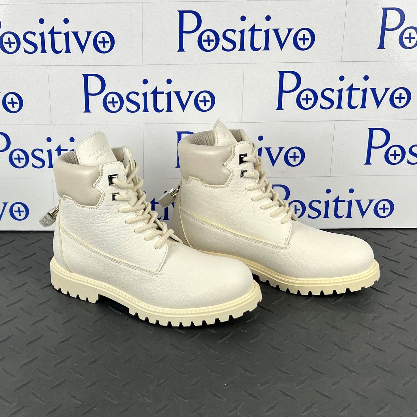 Buscemi Womens Site Boot Off White Leather Boots SAMPLE | Positivo Clothing