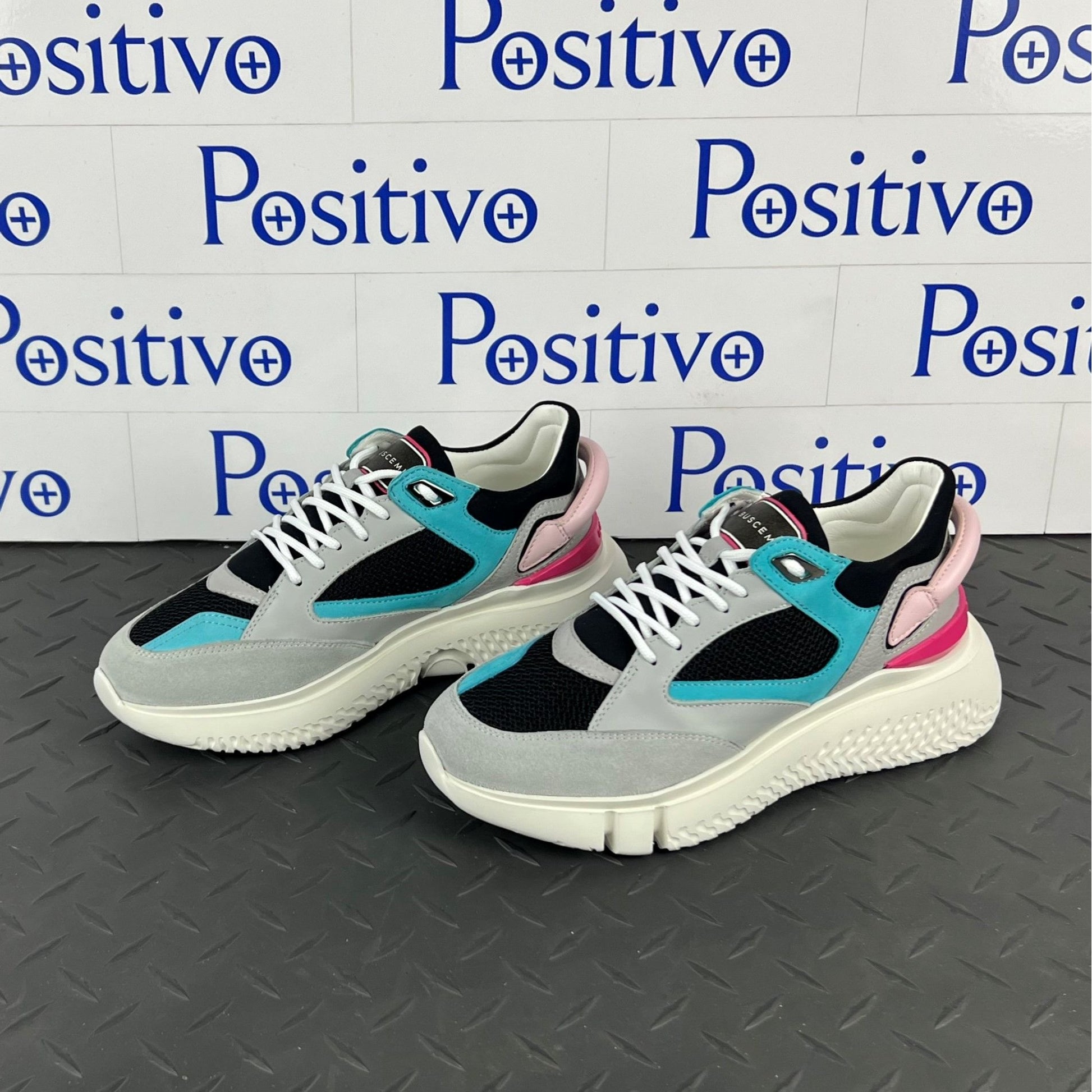 Buscemi Womens Veloce Grey Trio Leather Sneakers SAMPLE | Positivo Clothing