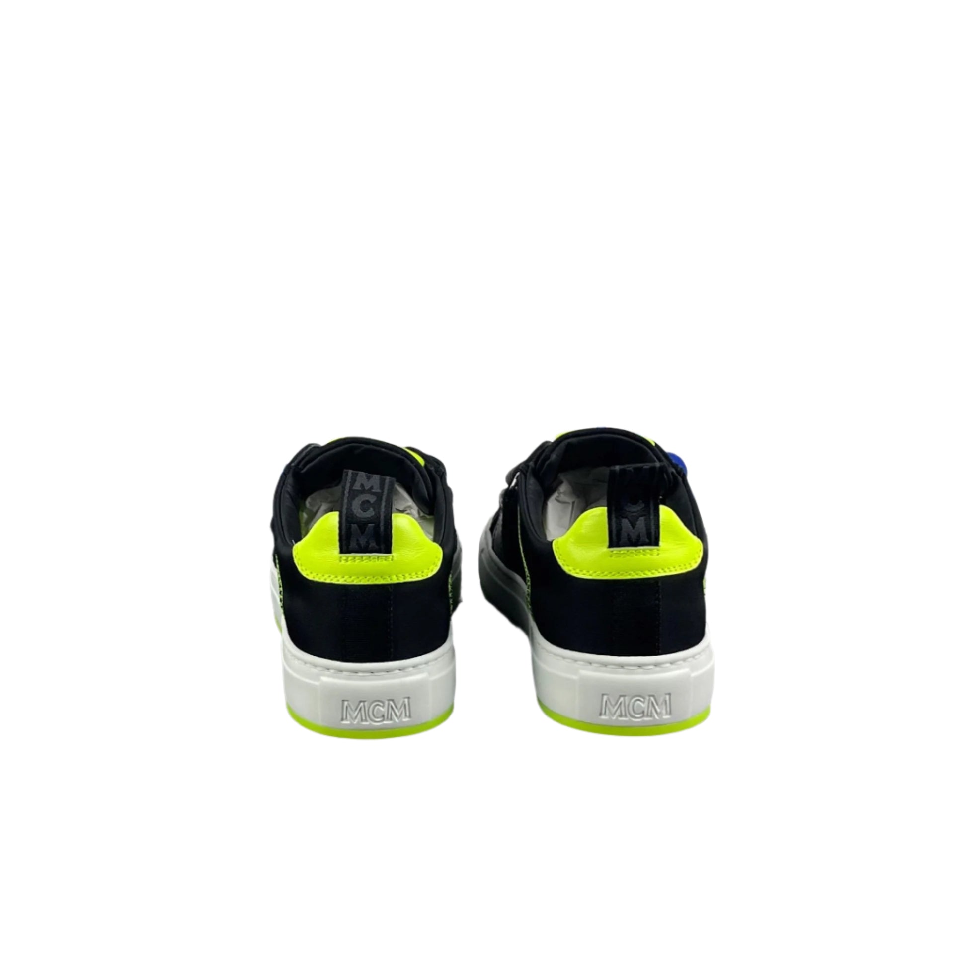MCM Womens Lime/Black Nylon Low Top Sneakers | Positivo Clothing