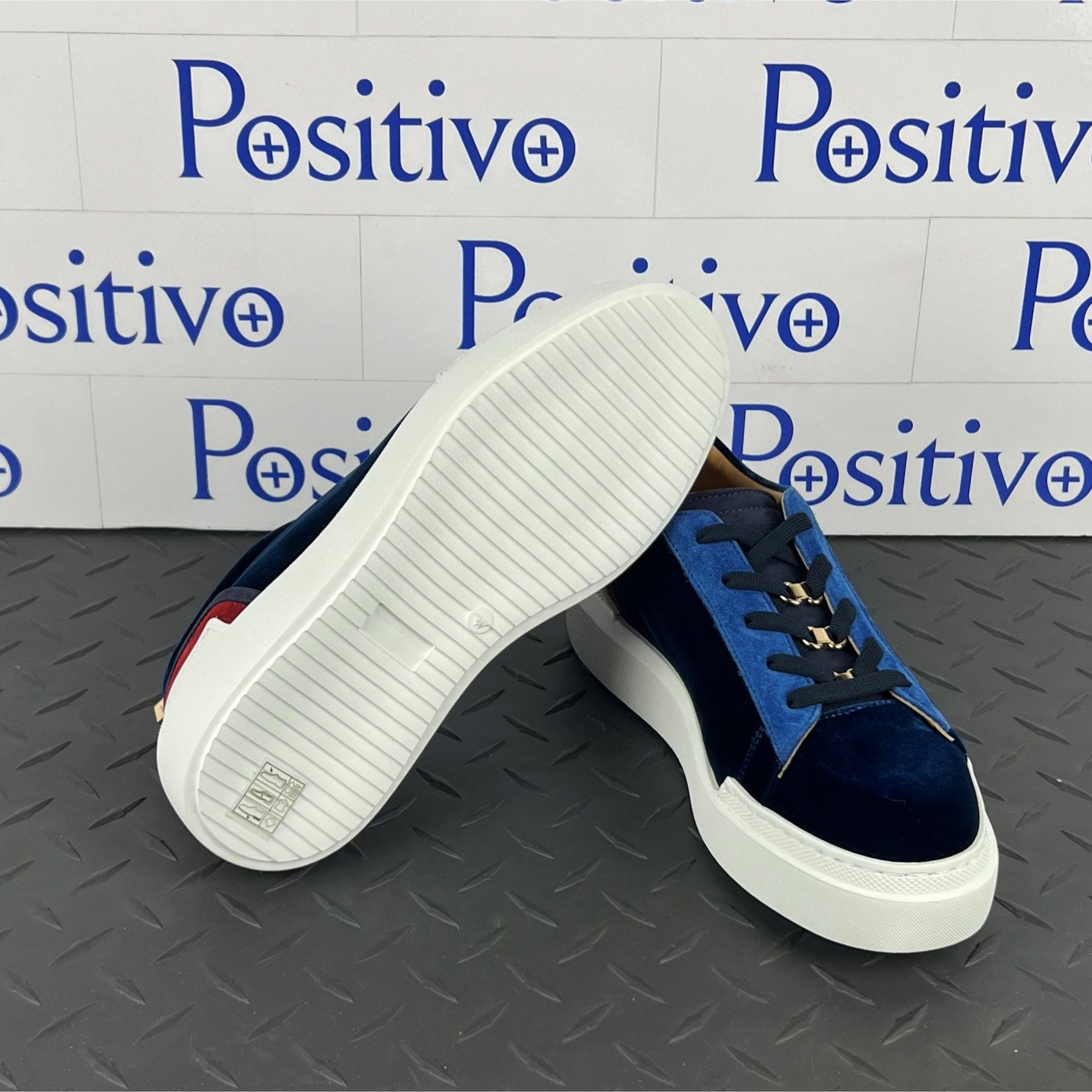 Buscemi Ninna Velvet Navy Leather Sneakers | Positivo Clothing