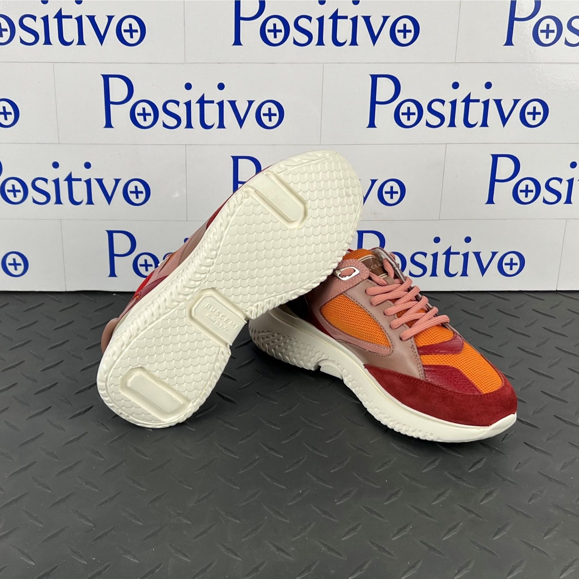 Buscemi Womens Veloce Scarlet/Orange Leather Sneakers SAMPLE | Positivo Clothing