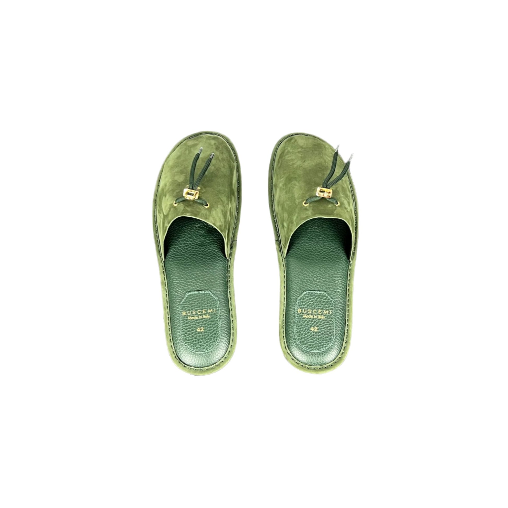 Buscemi Greenwich Dark Green Nabuk Slippers | Positivo Clothing