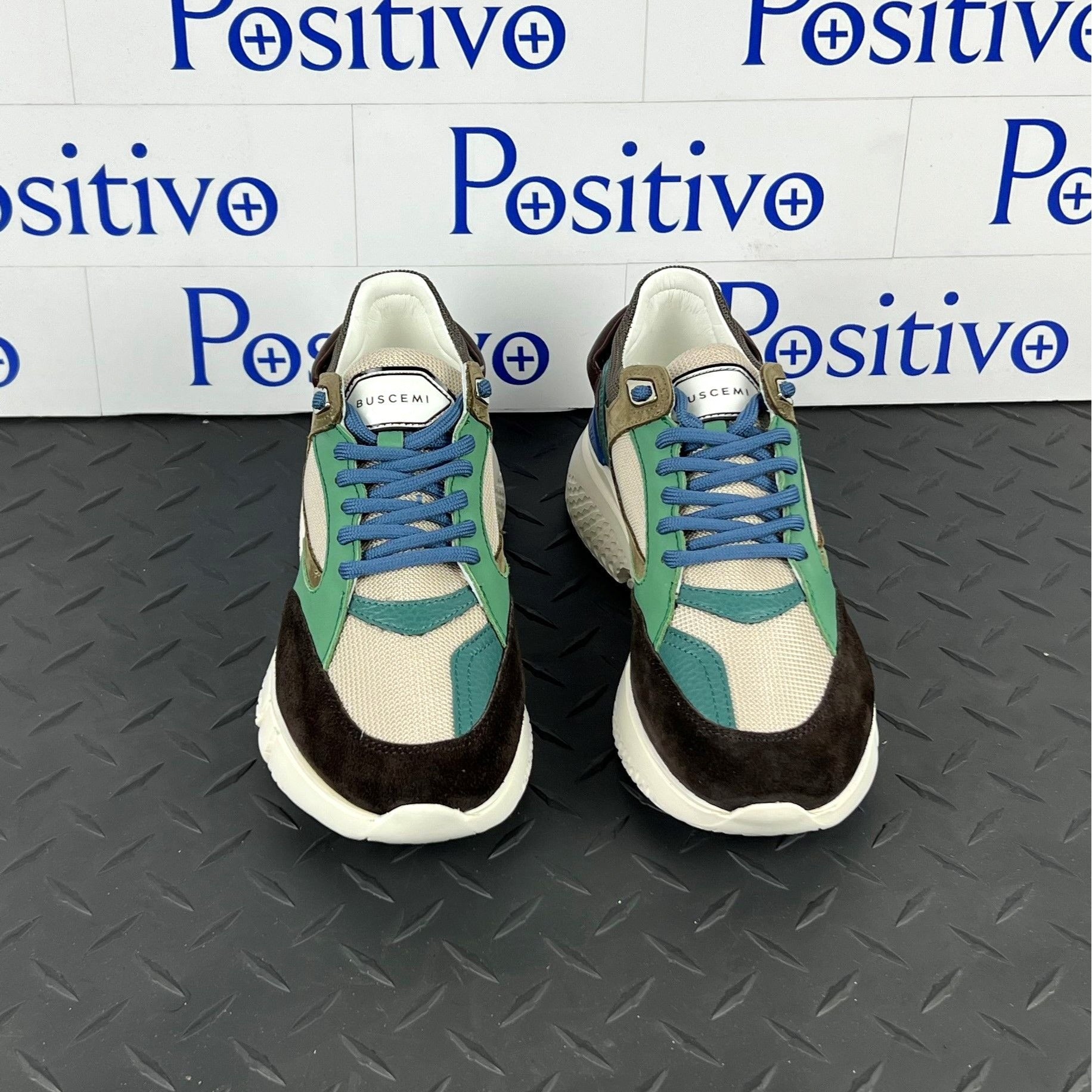 Buscemi Womens Veloce Brown/Green Leather Sneakers SAMPLE | Positivo Clothing