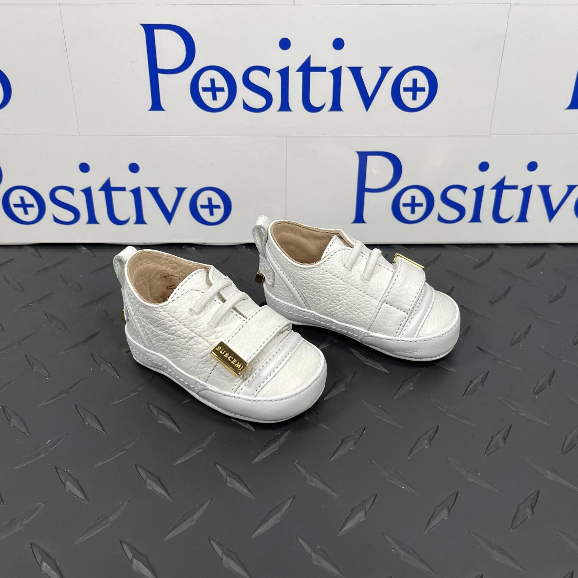 Buscemi 50MM Baby Alce/Flat White Leather Sneakers | Positivo Clothing