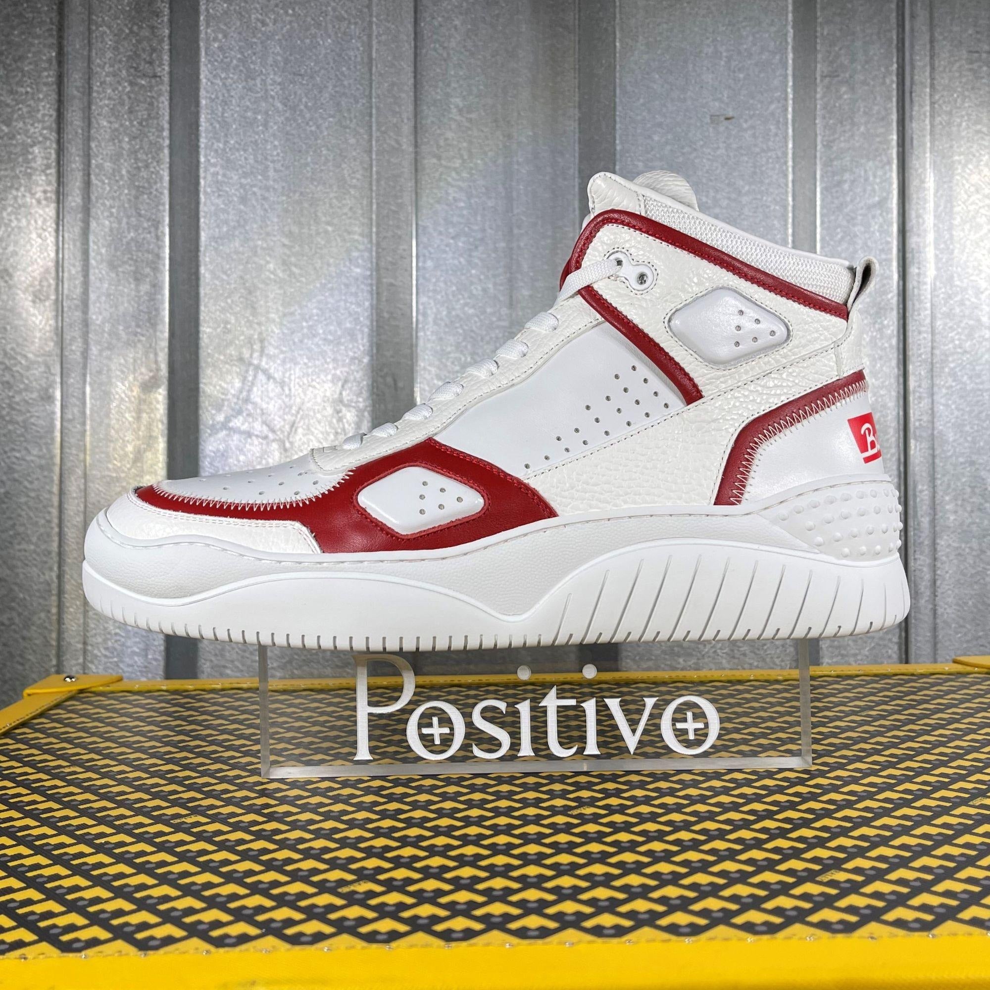 Buscemi Basket White/Red Leather High Top Sneakers | Positivo Clothing