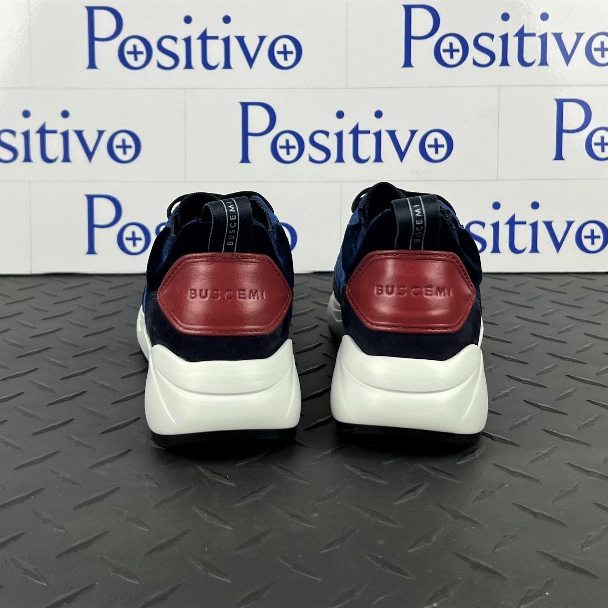 Buscemi Womens Ventura Velvet Navy Leather Sneakers | Positivo Clothing