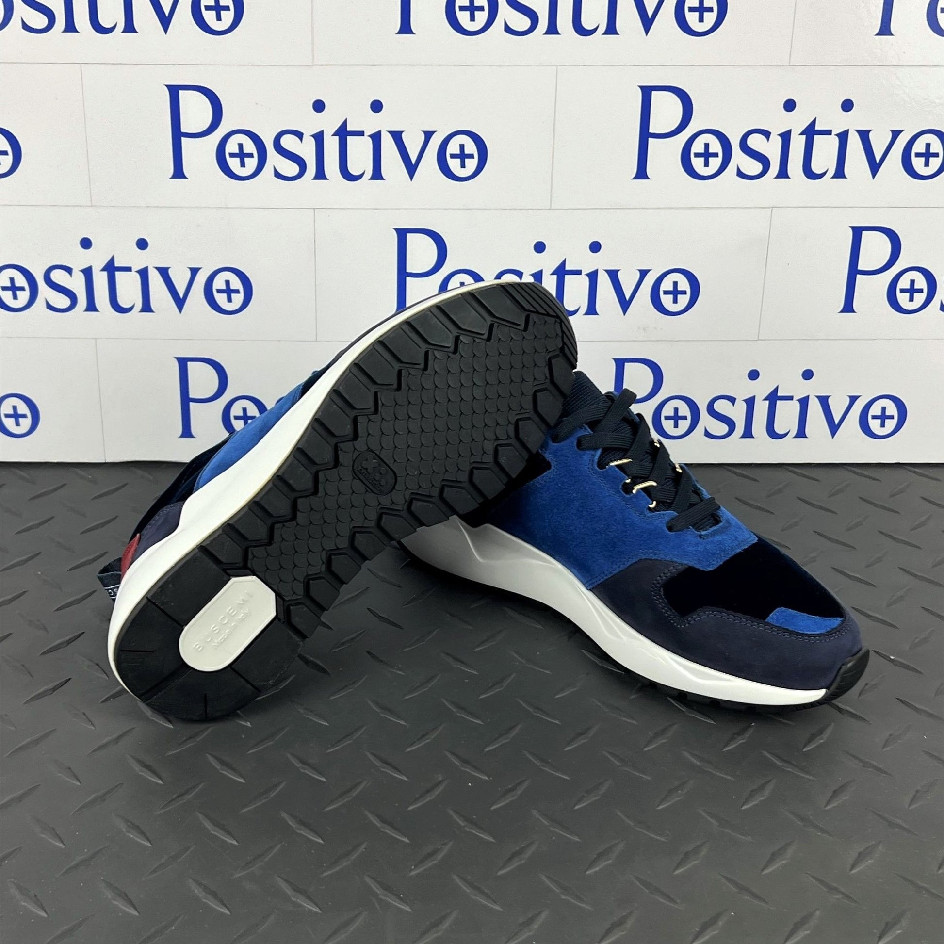 Buscemi Womens Ventura Velvet Navy Leather Sneakers | Positivo Clothing