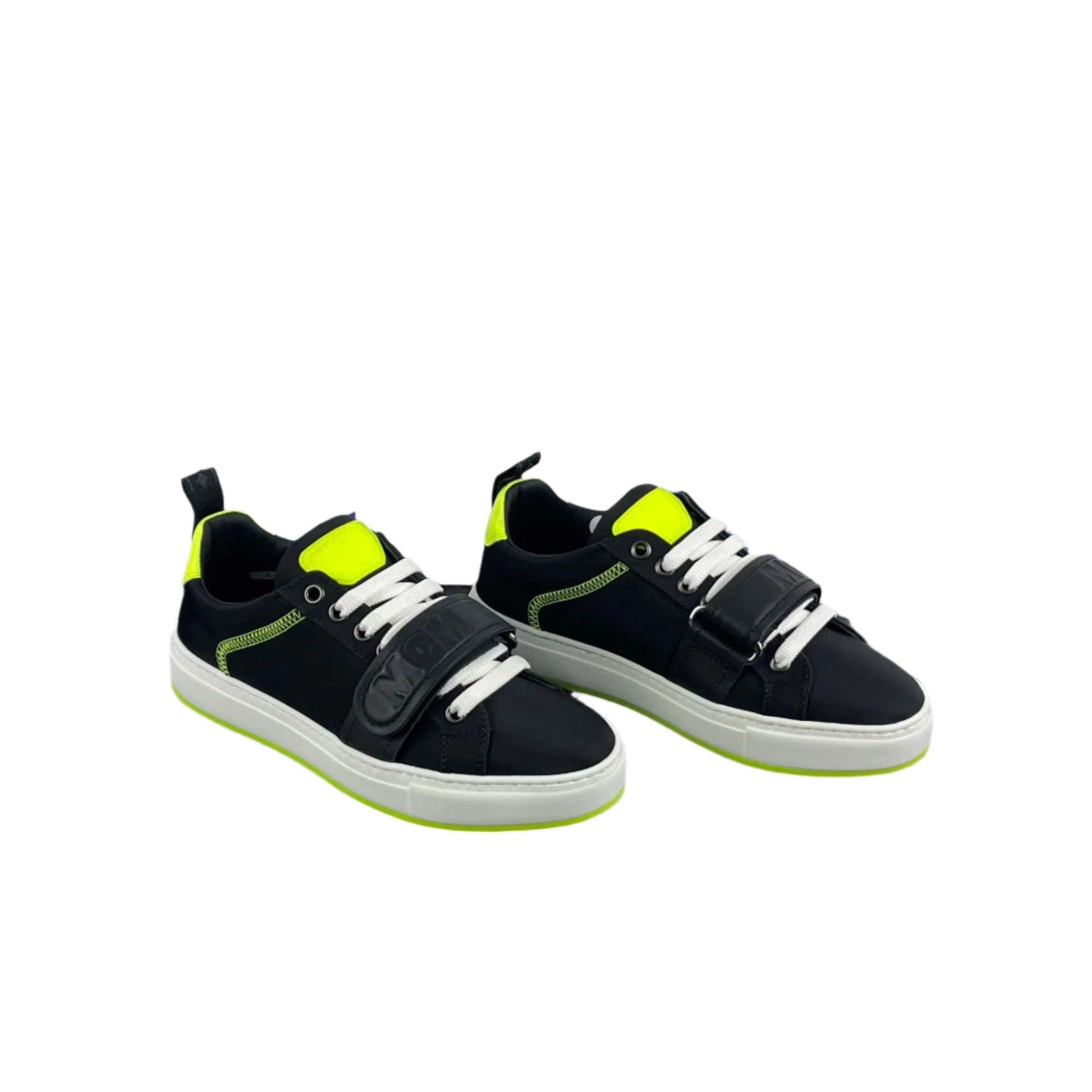 MCM Womens Lime/Black Nylon Low Top Sneakers | Positivo Clothing