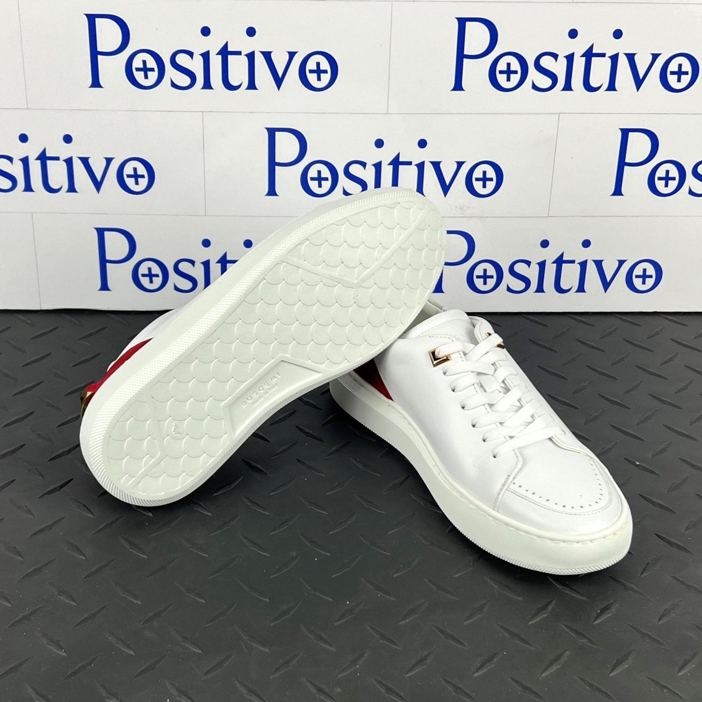Buscemi Womens Uno Sport White/Ramino Leather Sneakers | Positivo Clothing
