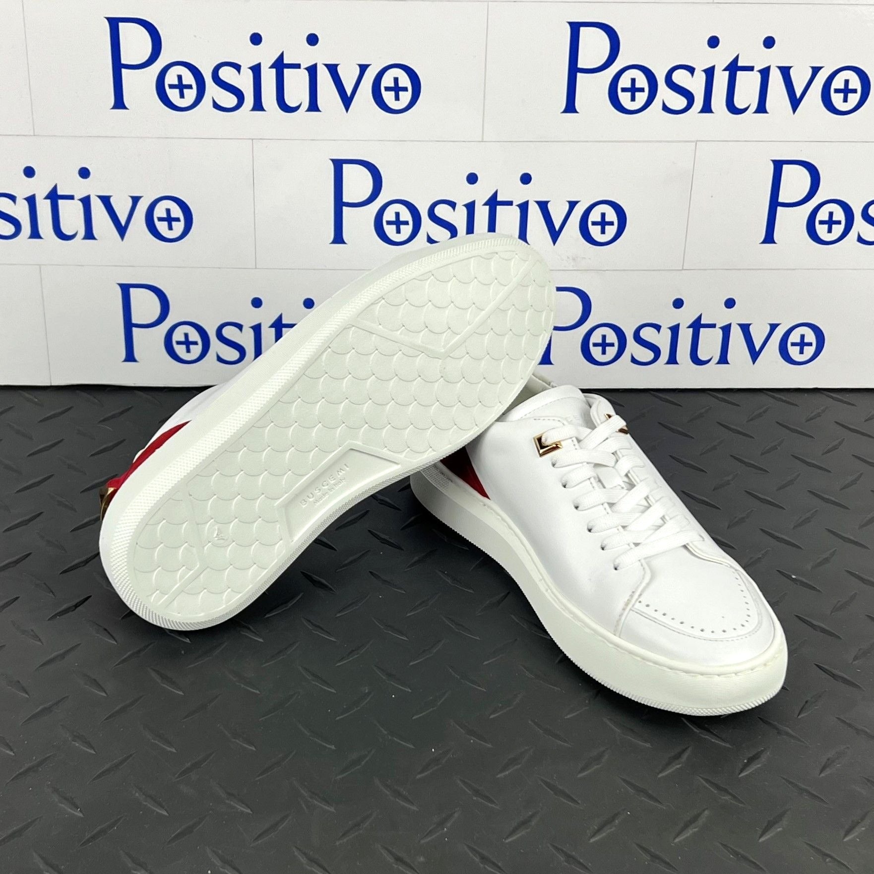 Buscemi Womens Uno Sport White/Ramino Leather Sneakers | Positivo Clothing
