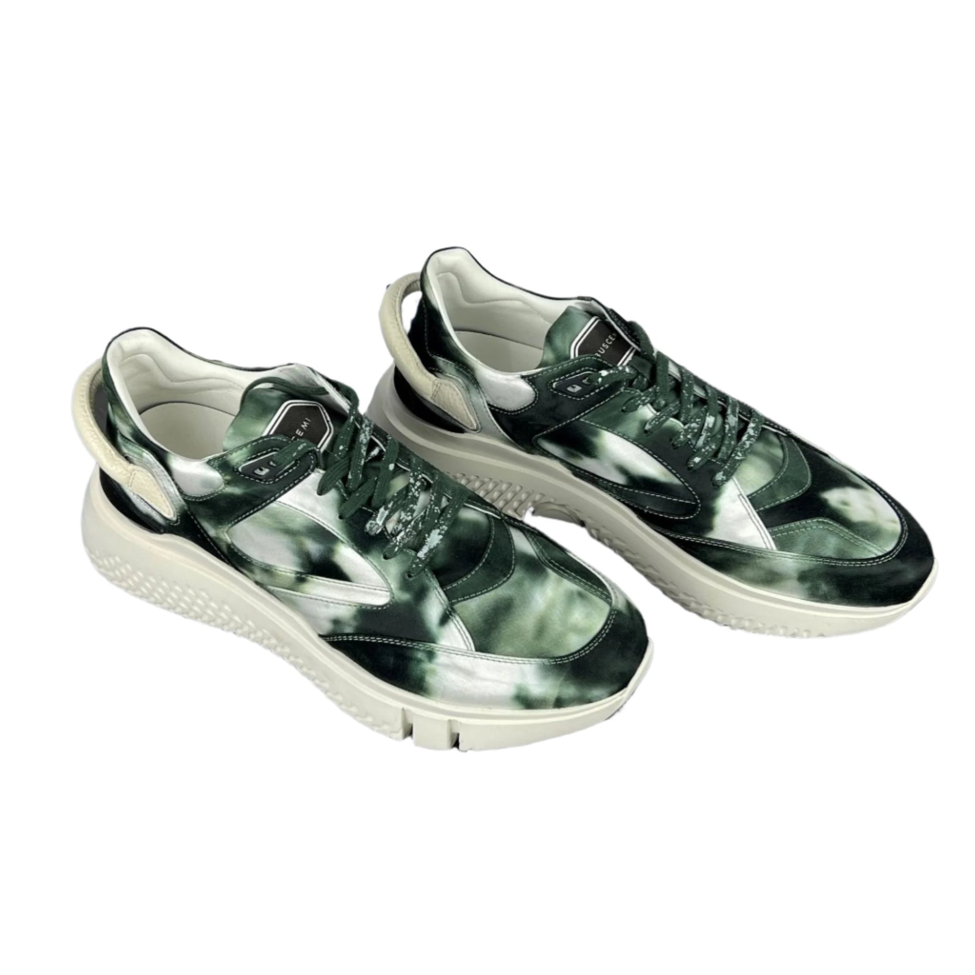 Buscemi Veloce Tie Dye Green Leather Sneakers SAMPLE | Positivo Clothing