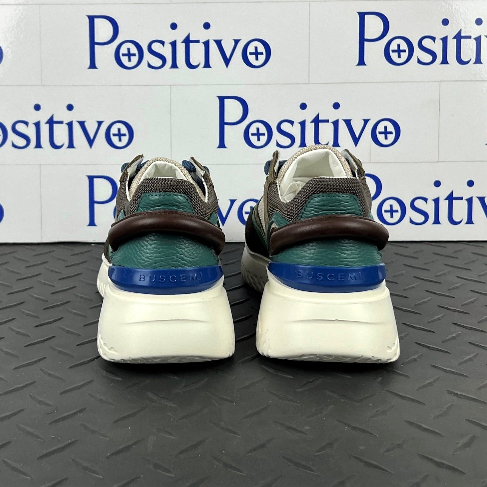 Buscemi Womens Veloce Brown/Green Leather Sneakers SAMPLE | Positivo Clothing