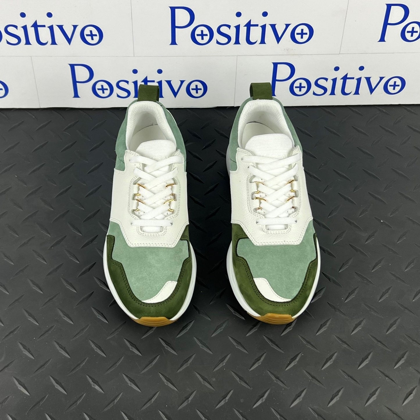 Buscemi Womens Ventura White/Militare Leather Sneakers | Positivo Clothing