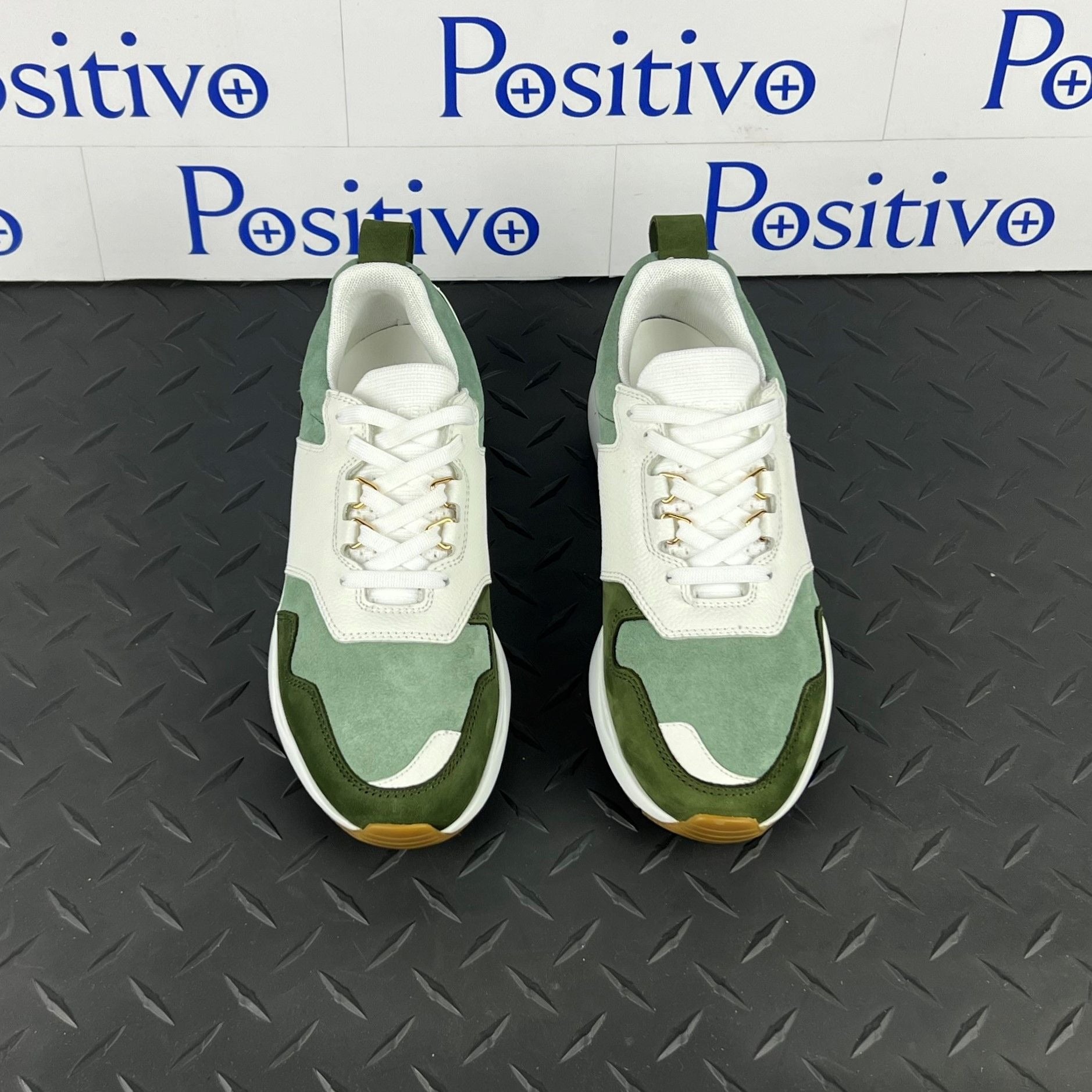 Buscemi Womens Ventura White/Militare Leather Sneakers | Positivo Clothing