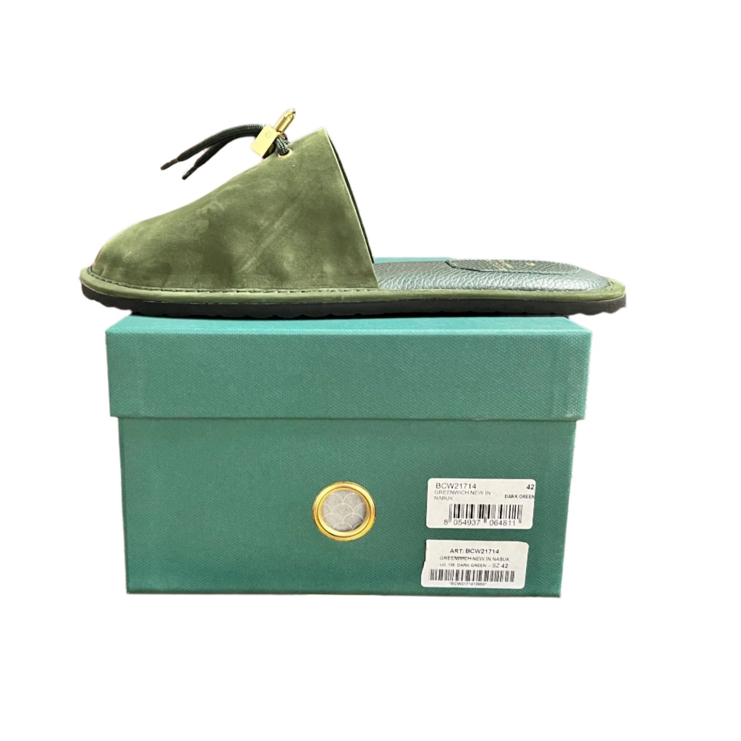 Buscemi Greenwich Dark Green Nabuk Slippers | Positivo Clothing