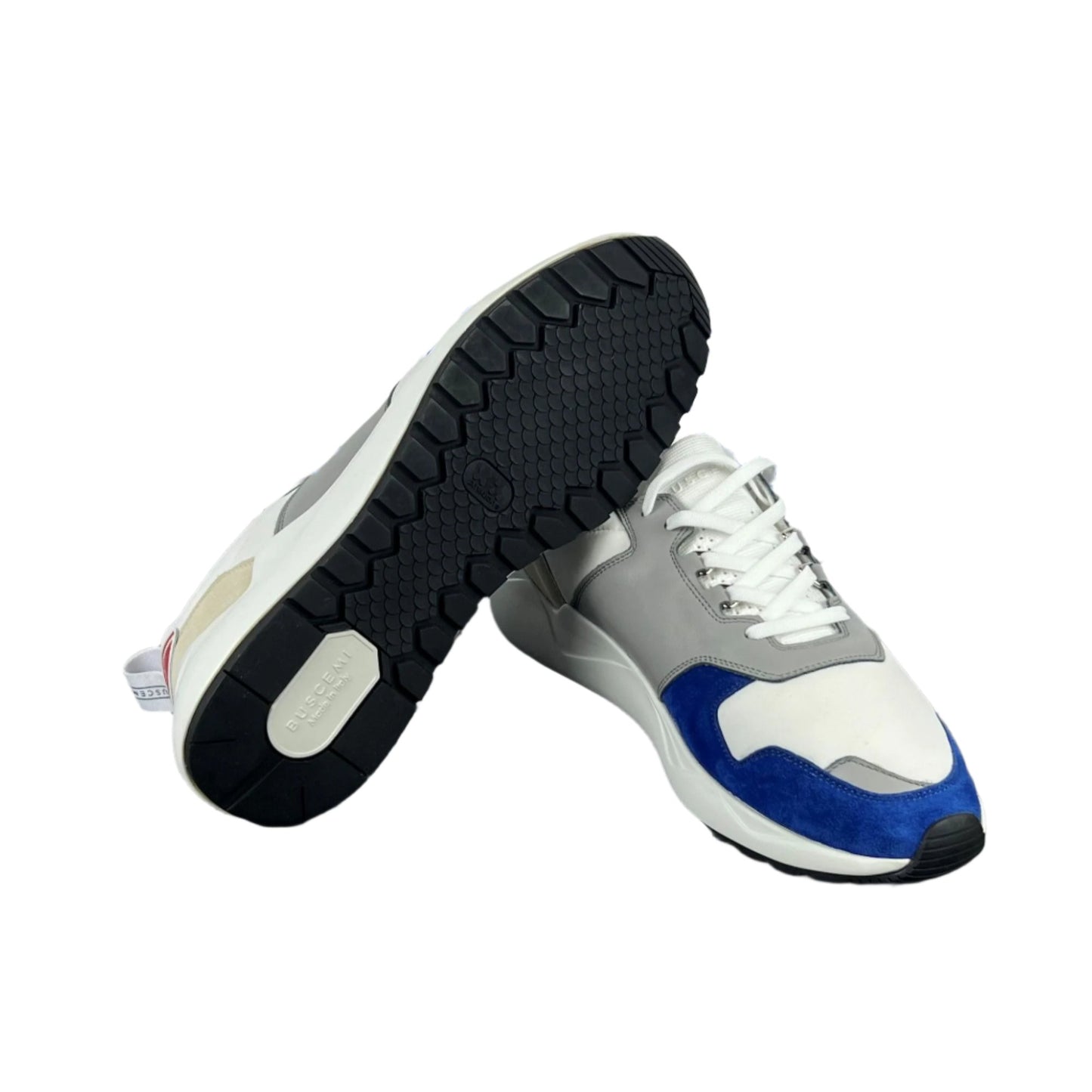 Buscemi Mens Ventura White Trio Leather Sneakers SAMPLE | Positivo Clothing