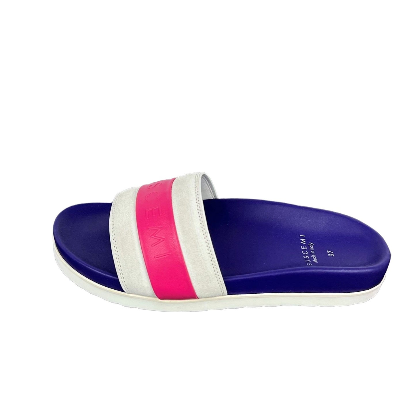 Buscemi Womens Slide Sport Purple Trio Leather Sandals | Positivo Clothing