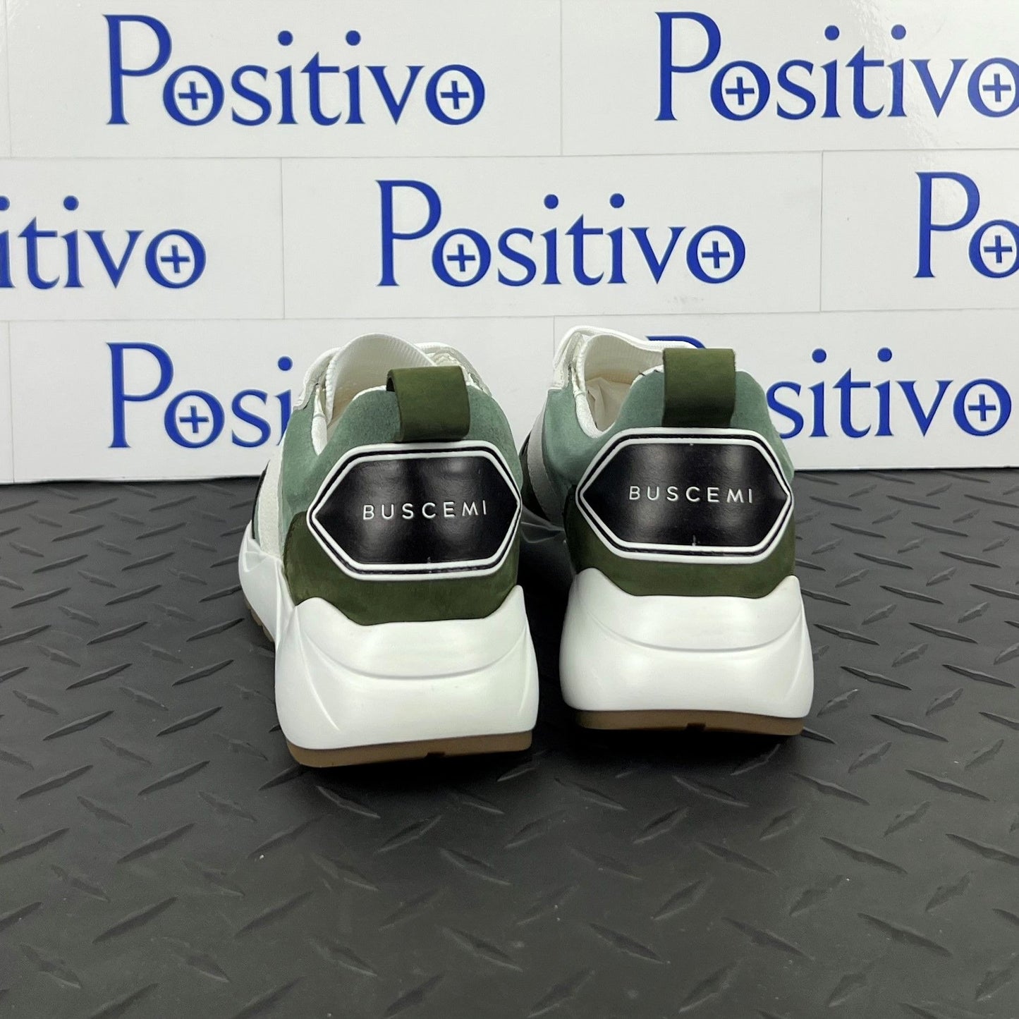 Buscemi Womens Ventura White/Militare Leather Sneakers | Positivo Clothing