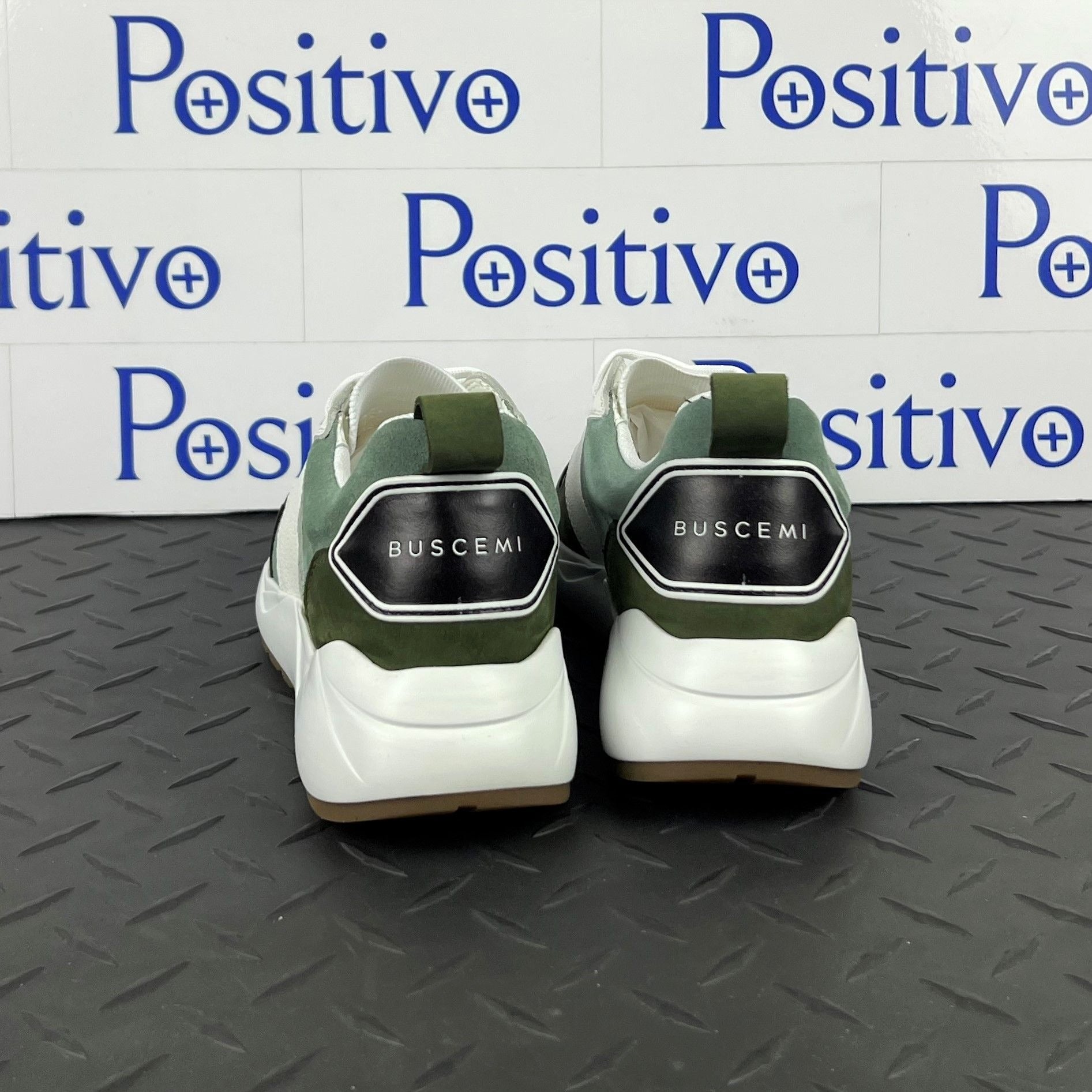 Buscemi Womens Ventura White/Militare Leather Sneakers | Positivo Clothing