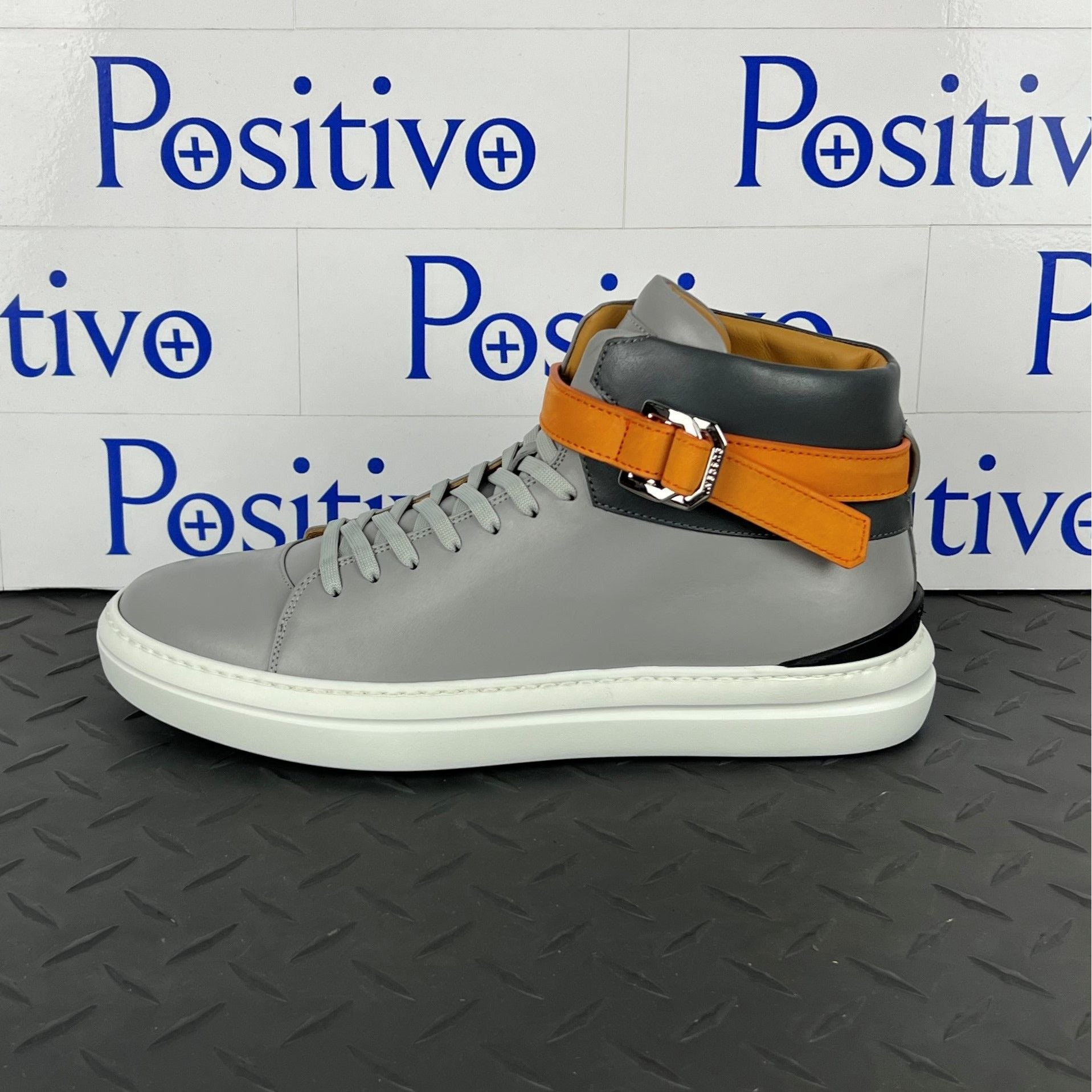 Buscemi Mens 100MM Sport Grey Trio Leather Sneakers | Positivo Clothing