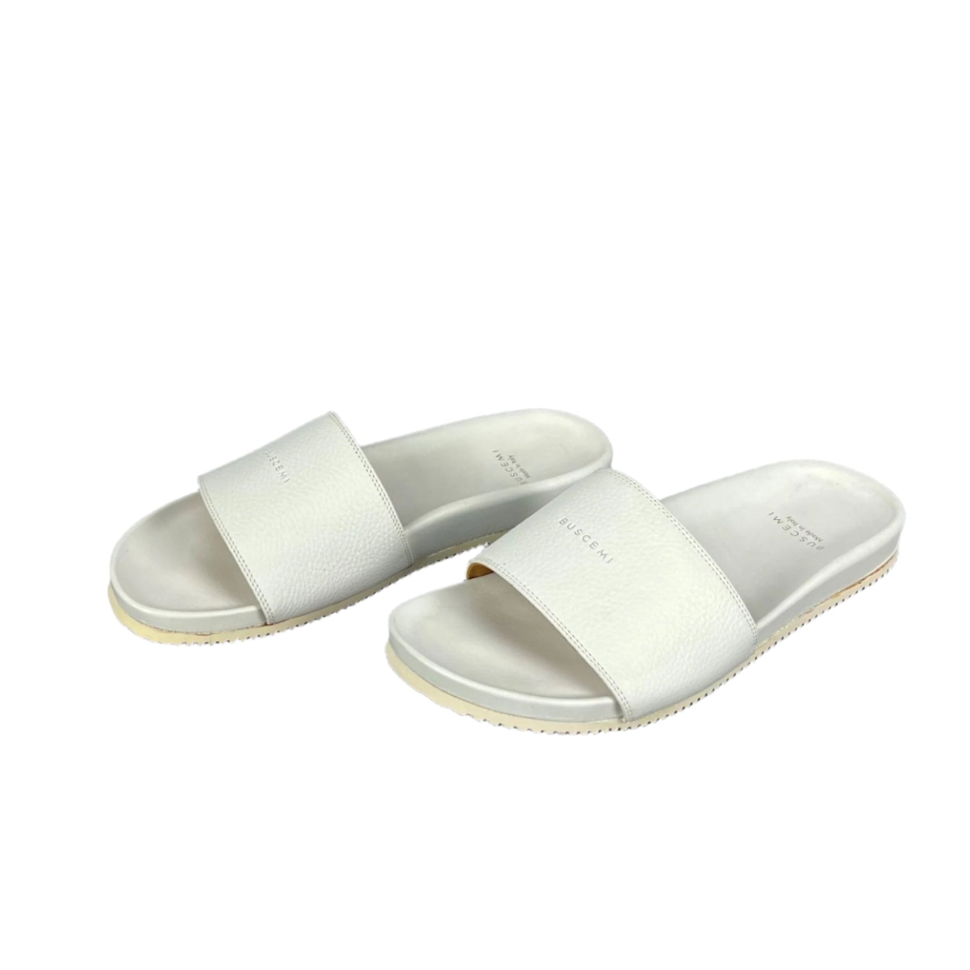 Buscemi Mens Slide Core Alce White Alce Leather Sandals | Positivo Clothing