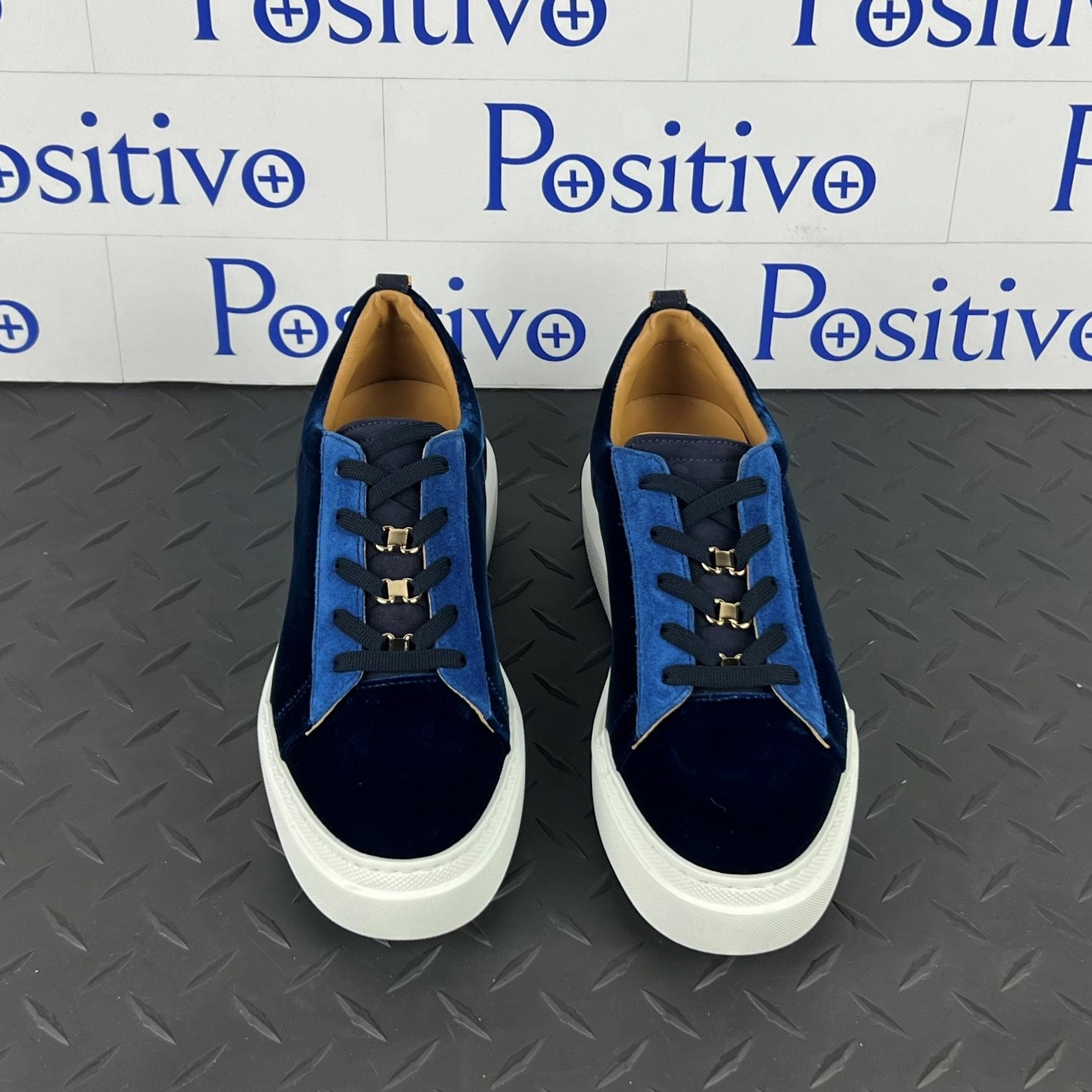 Buscemi Ninna Velvet Navy Leather Sneakers | Positivo Clothing