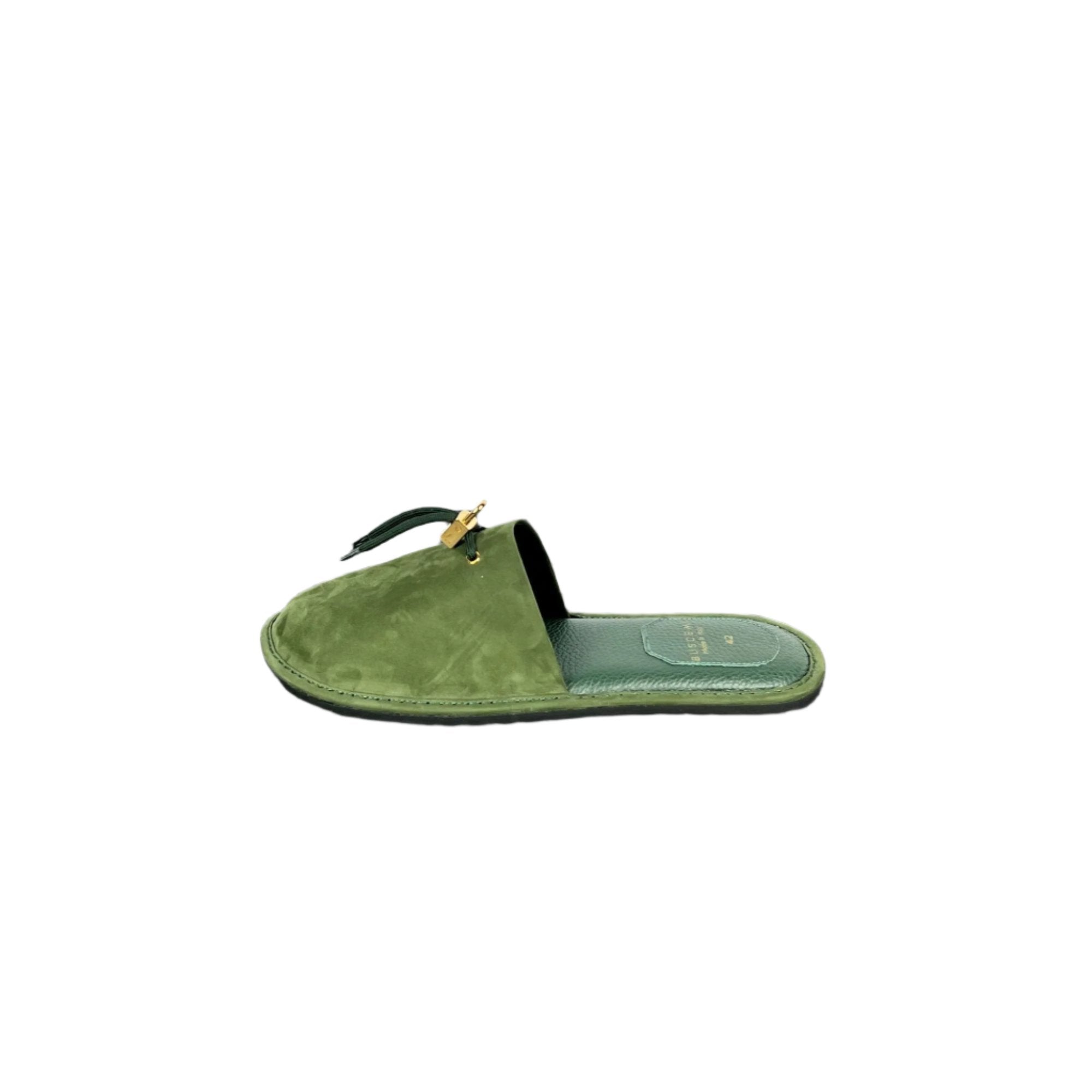 Buscemi Greenwich Dark Green Nabuk Slippers | Positivo Clothing