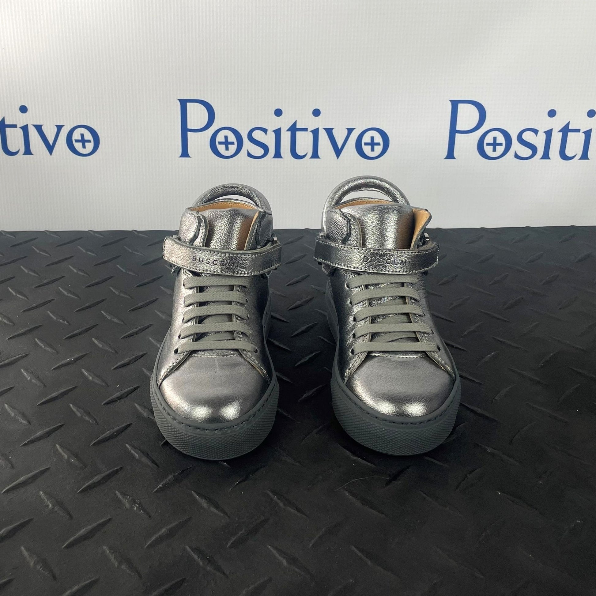 Buscemi 100MM Kid Metal Silver Leather Sneakers | Positivo Clothing