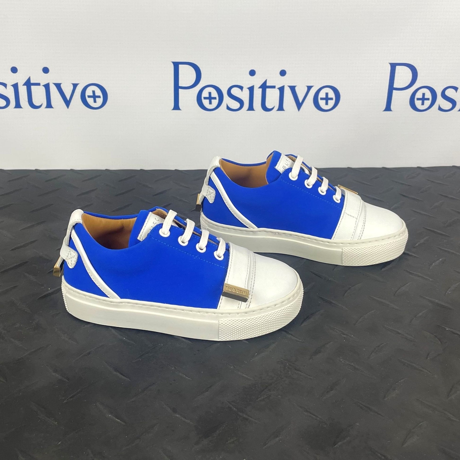 Buscemi 50MM Kid Licra Bluette Leather Sneakers | Positivo Clothing